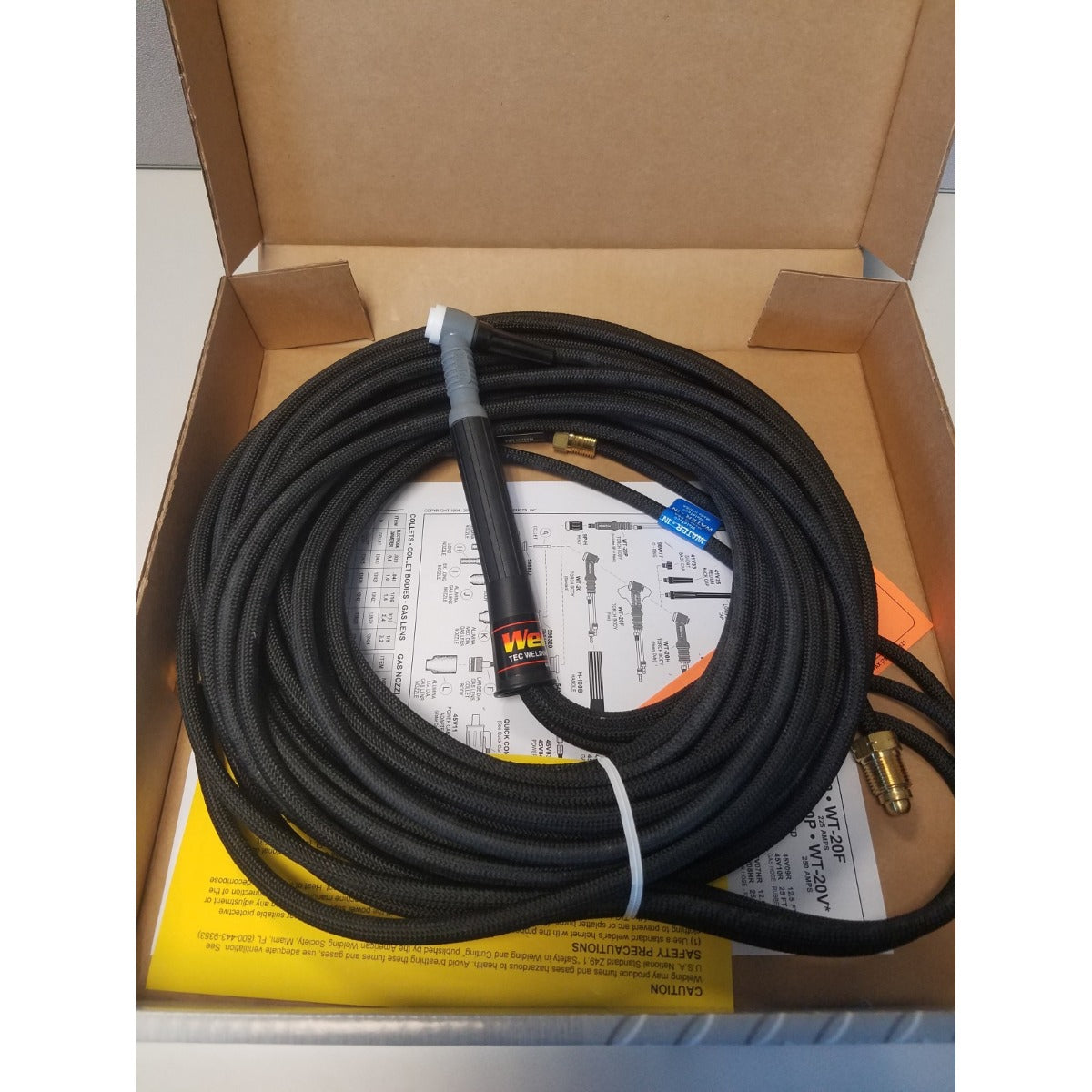 Weldtec 225A, Flex Head TIG Torch, Water Cooled Rubber Hoses 25 Ft. (WT-20F-25R)