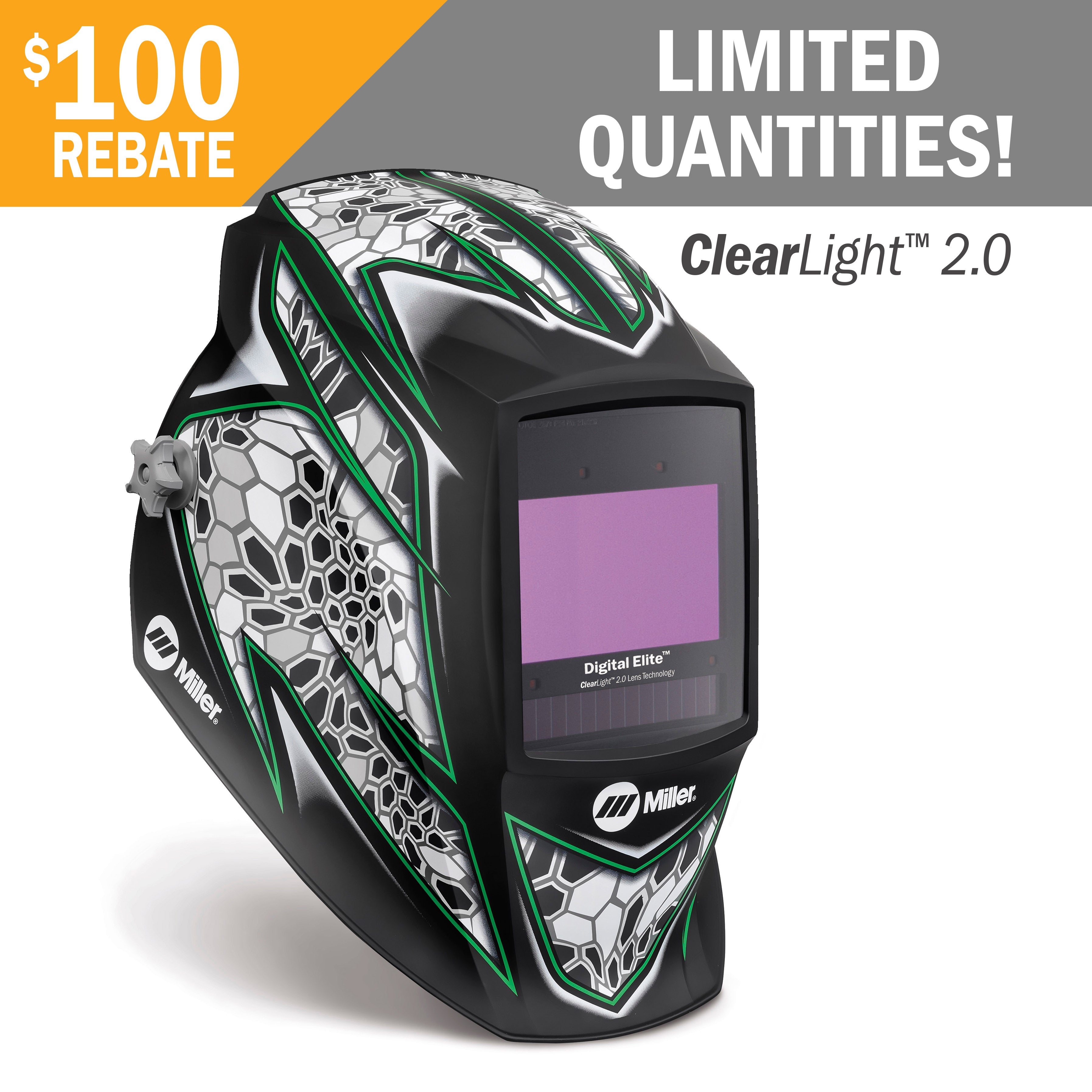 Miller Raptor Digital Elite Welding Helmet with ClearLight Lens (289768)