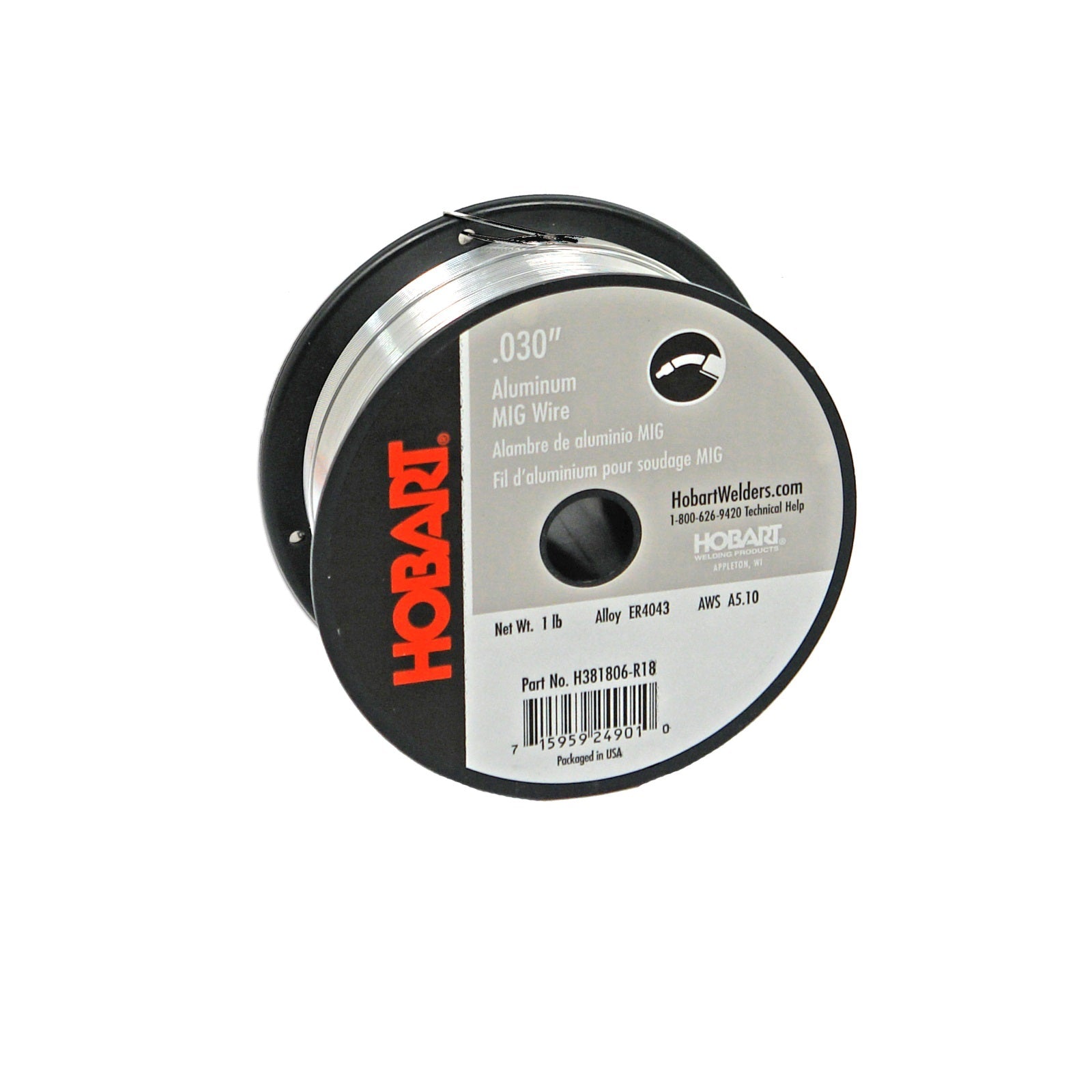 Hobart ER 4043 Aluminum MIG Wire .030 X 1 Lb (4") Spool