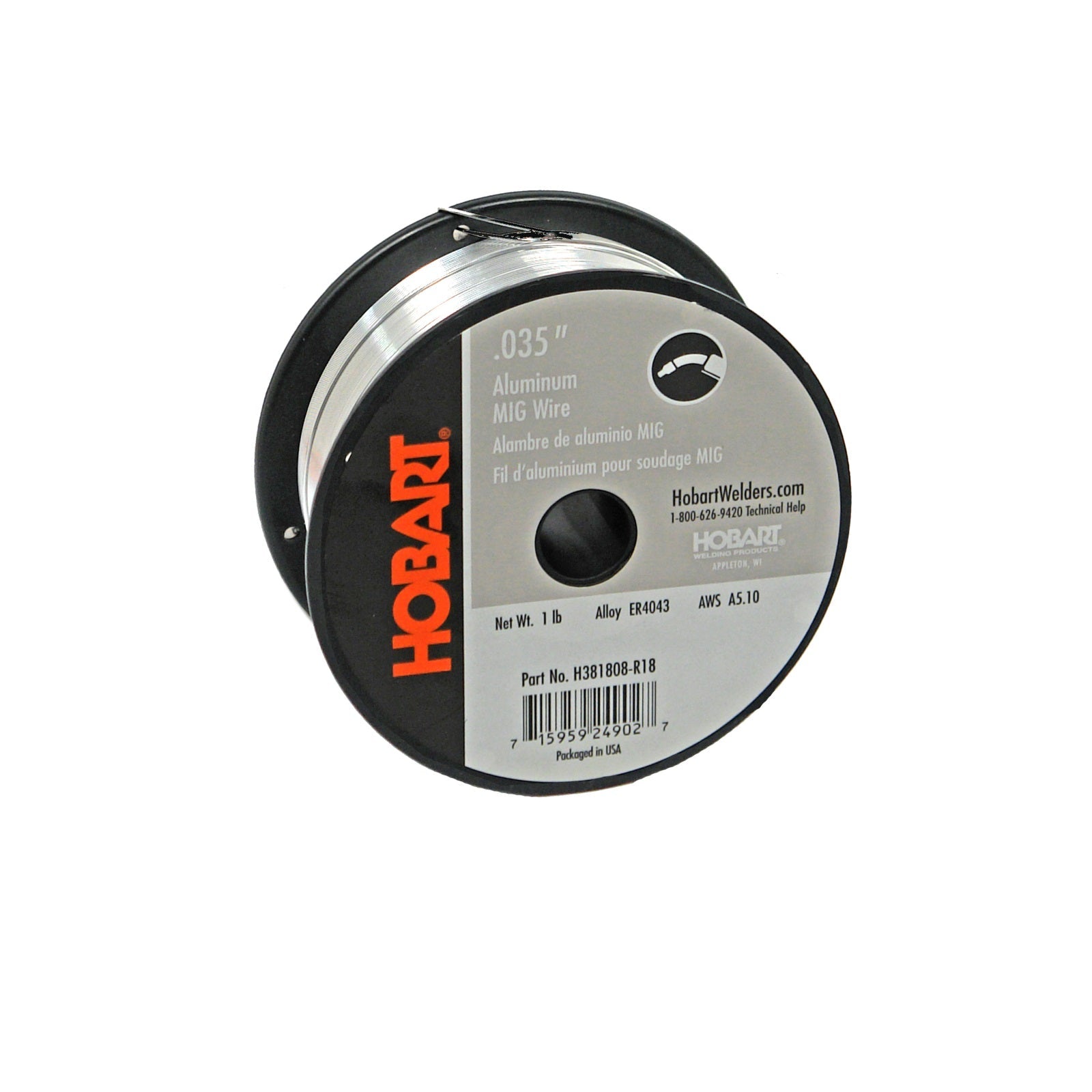 Hobart ER 4043 Aluminum MIG Wire .035 X 1 Lb (4") Spool
