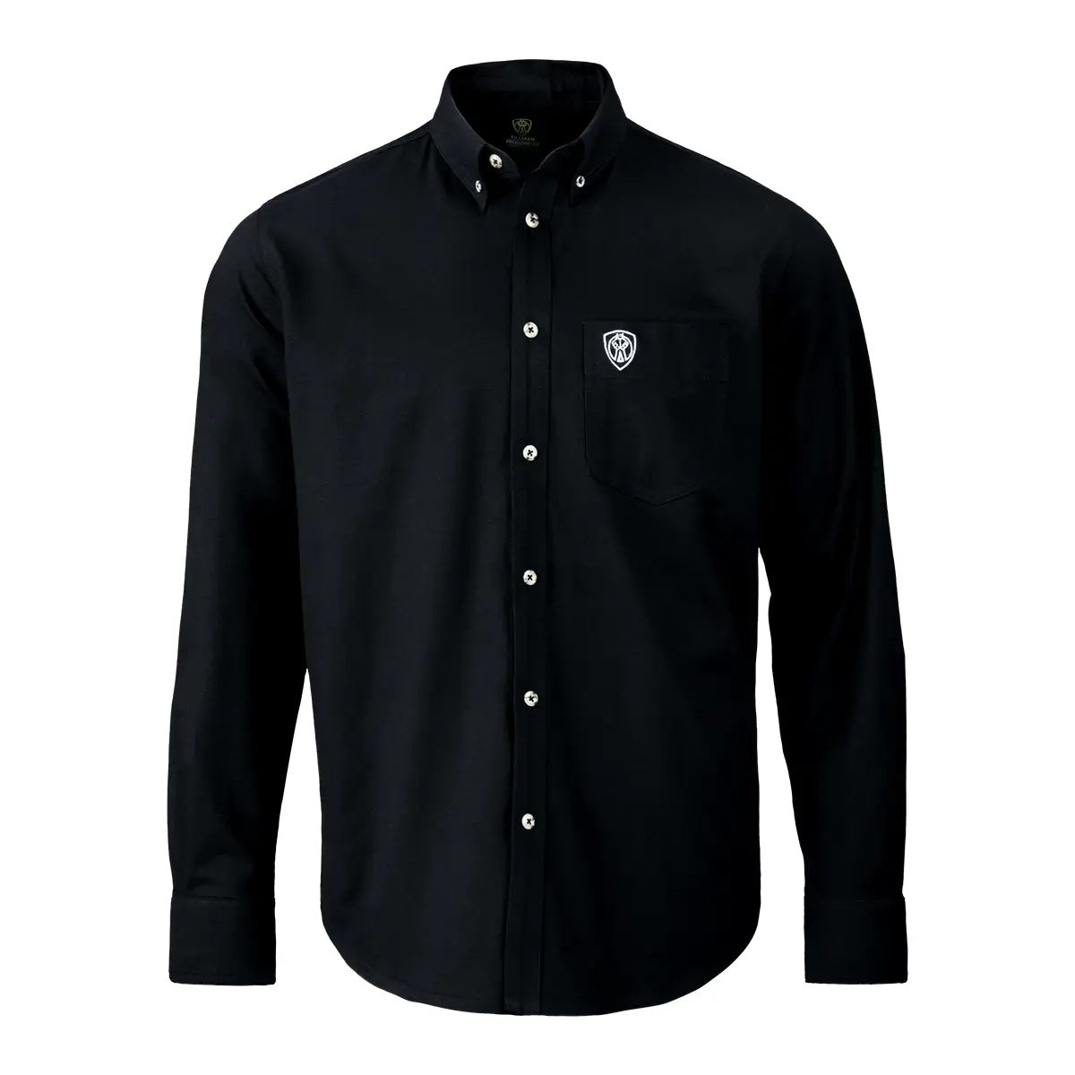 Tillman FreedomFlex Casual FR Black Work Shirt 6510 featuring a buttoned collar and a white chest pocket logo.