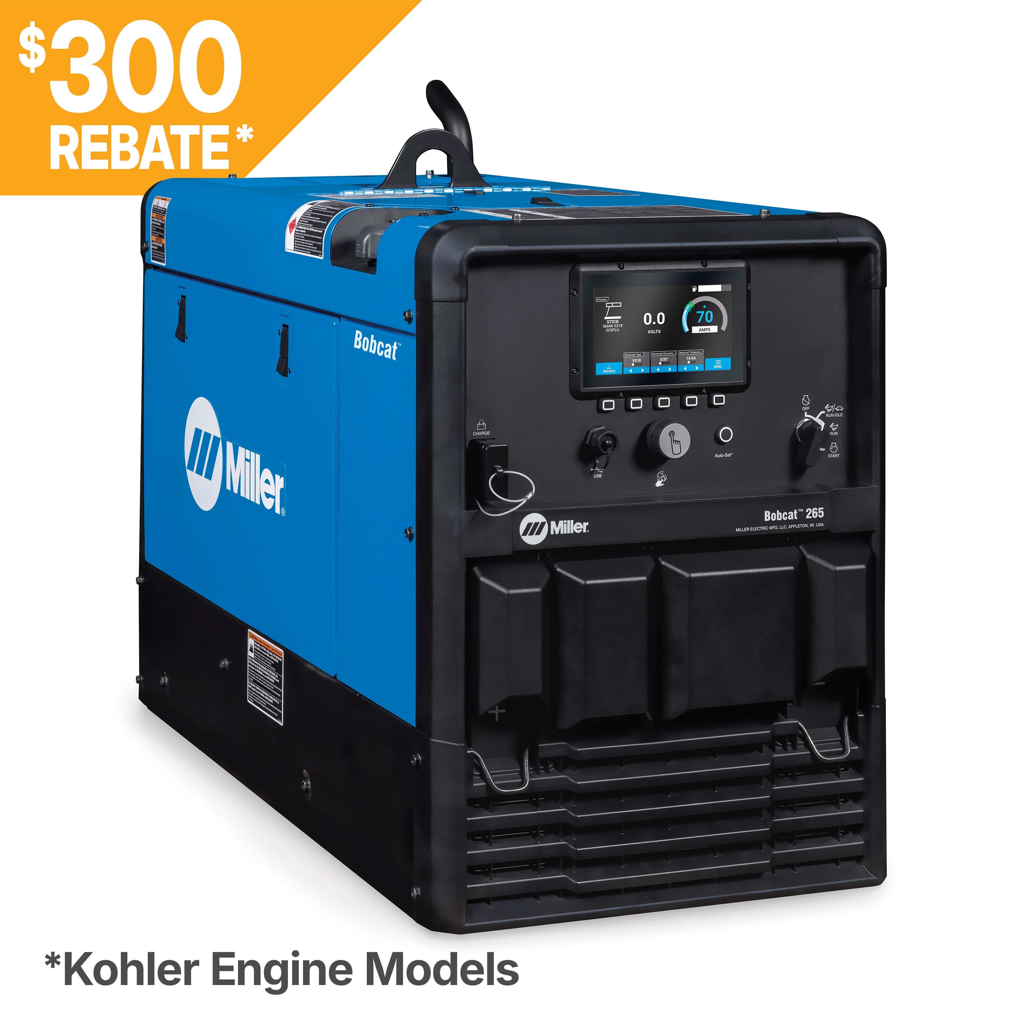 Miller Bobcat 265 Welder/Generator w/Battery Charge/Crank Assist (907826002)