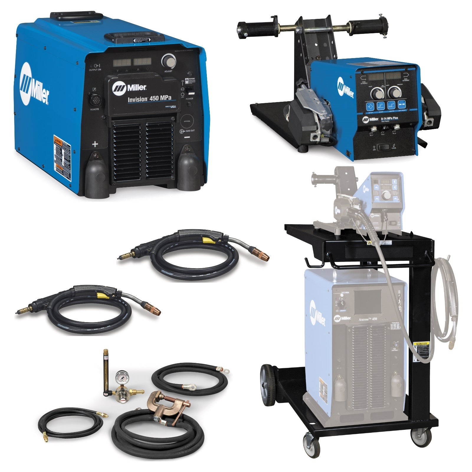 Miller Invision 450 MPa MIG Welder with D-74 Feeder, Accessory Package, and Cart (951457)
