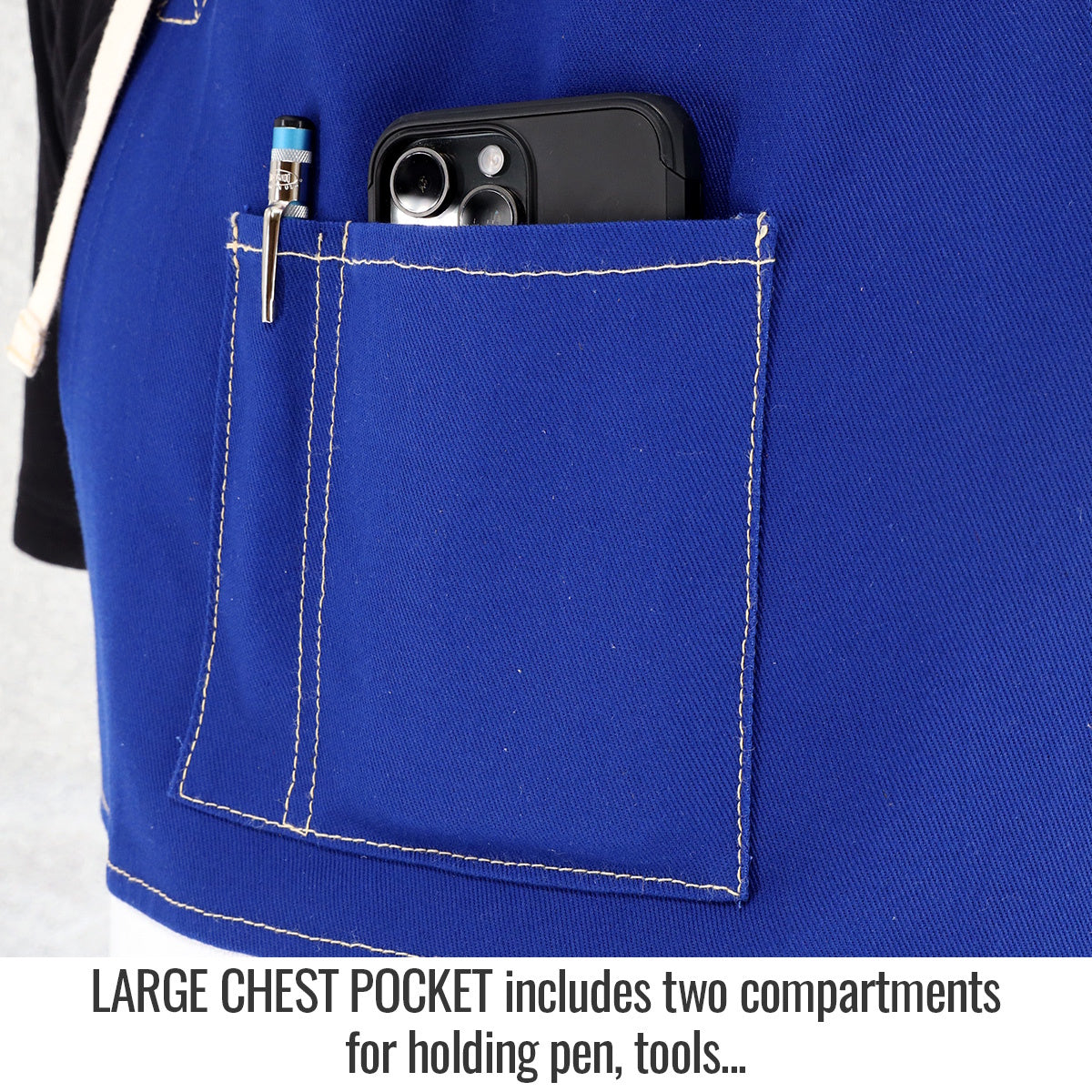 large chest pocket hybrid welding apron