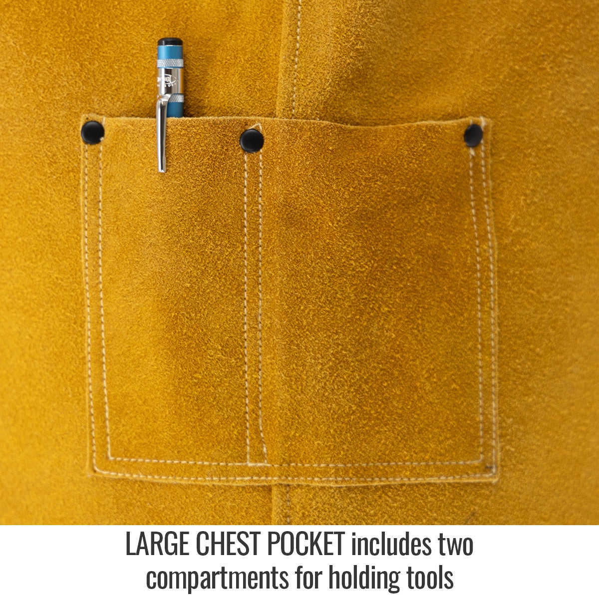 revco black stallion 42 inch core leather welding apron large chest pocket