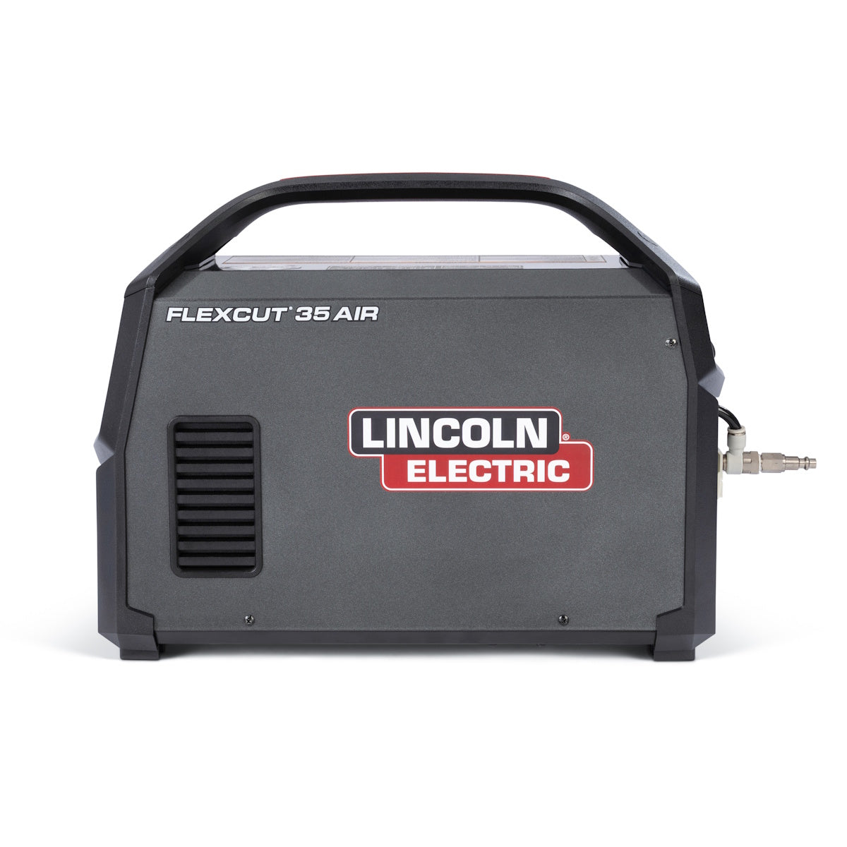 Lincoln FlexCut 35 AIR Plasma Cutter K5822-H, front view with hand torch and integrated air compressor.