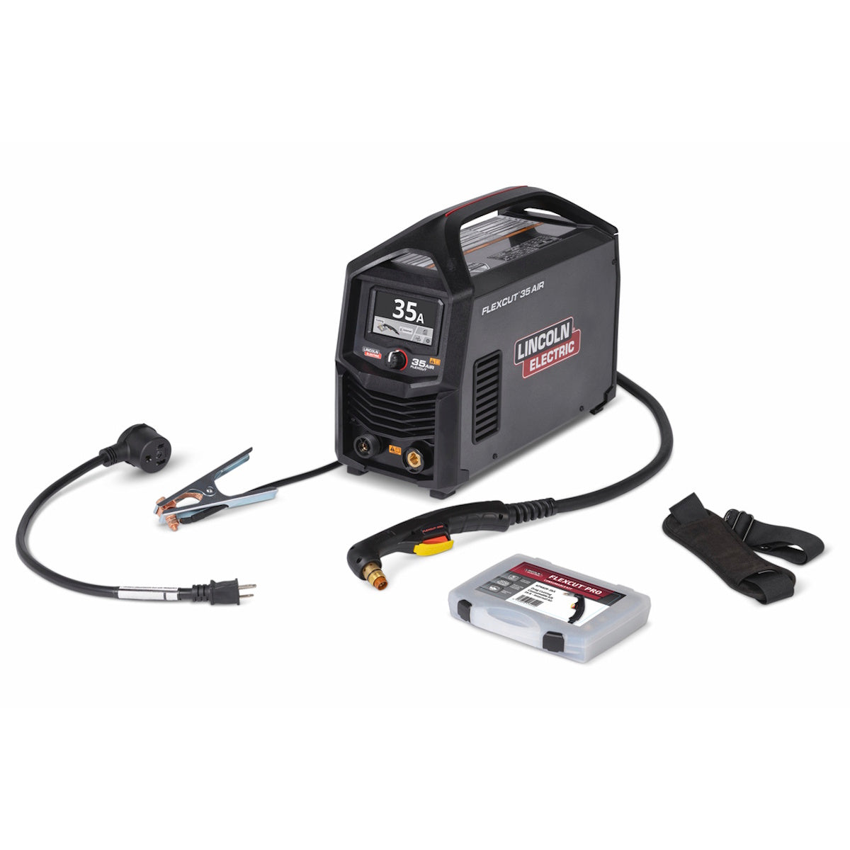 Lincoln FlexCut 35 AIR Plasma Cutter K5822-H, 12.5ft torch, cables, clamp, strap case. Lincoln FlexCut 35 AIR Plasma Cutter.