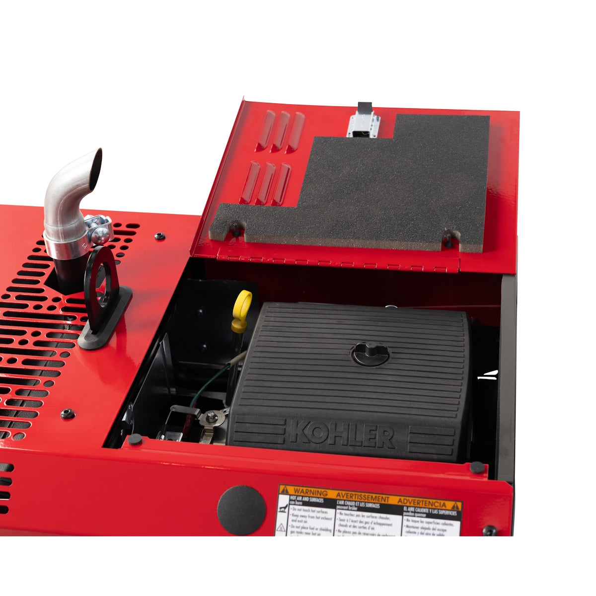 Lincoln Ranger 260MP LPG Welder K5939-1 with open lid, close-up of engine compartment.