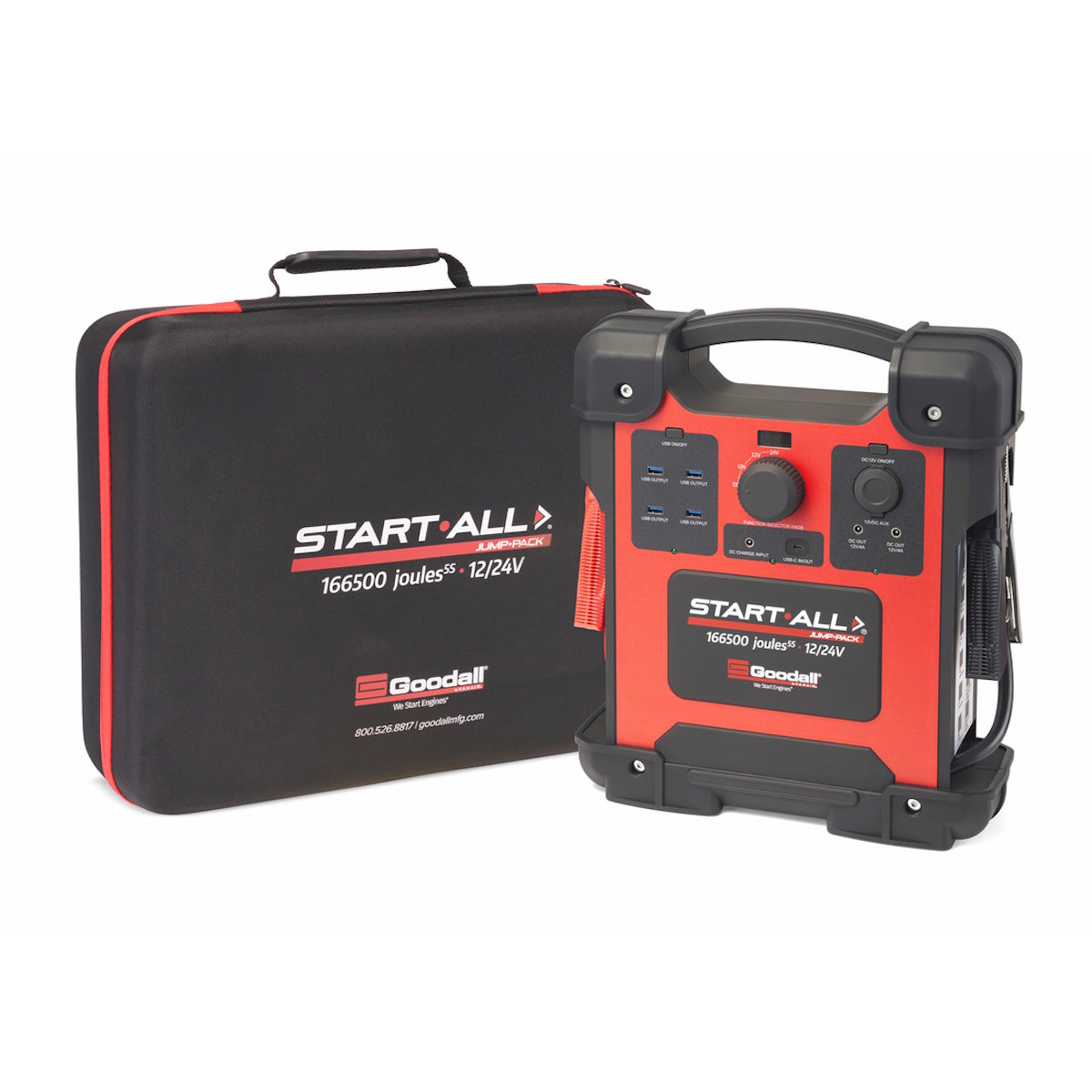 Lincoln Start All Battery Jump Pack 10000A 12V/24V K5963-1 in red and black with a control panel and storage case.