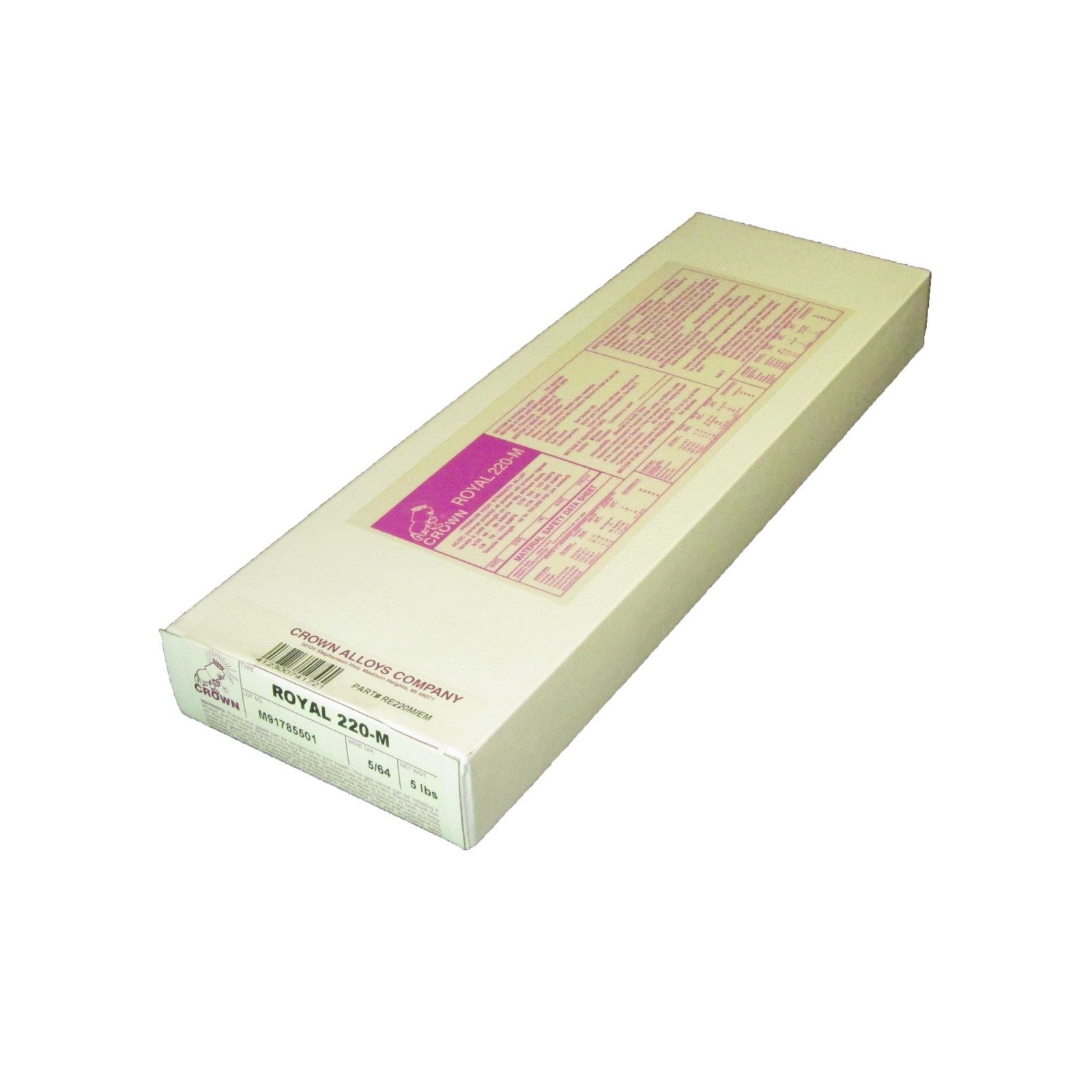 Crown Alloy 5/64 ROYAL 220-M Super Alloy for Welding ALL Steels ELECTRODE 5 lb BOX (RE220M/EM)