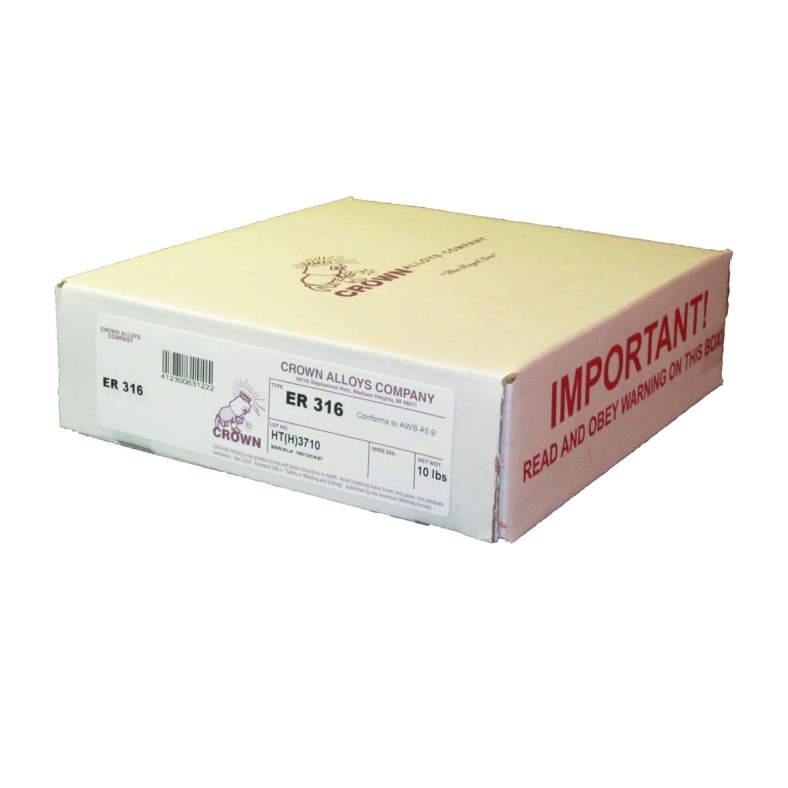 Crown Alloy .035 x 8" ER 316 Stainless Steel MIG 10 lb SPOOL (SS316/2F)