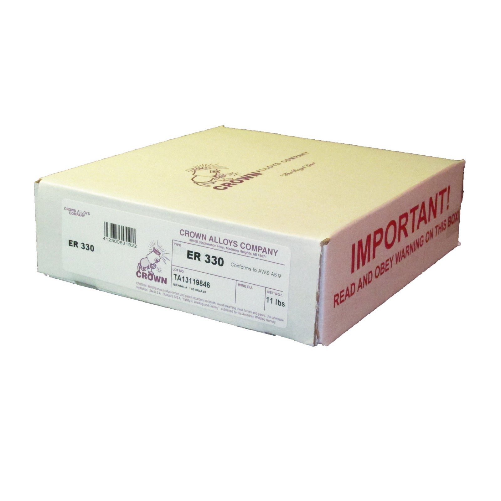 Crown Alloy .035 x 8" ER 330 Stainless Steel MIG 11 lb SPOOL (SS330/2F)