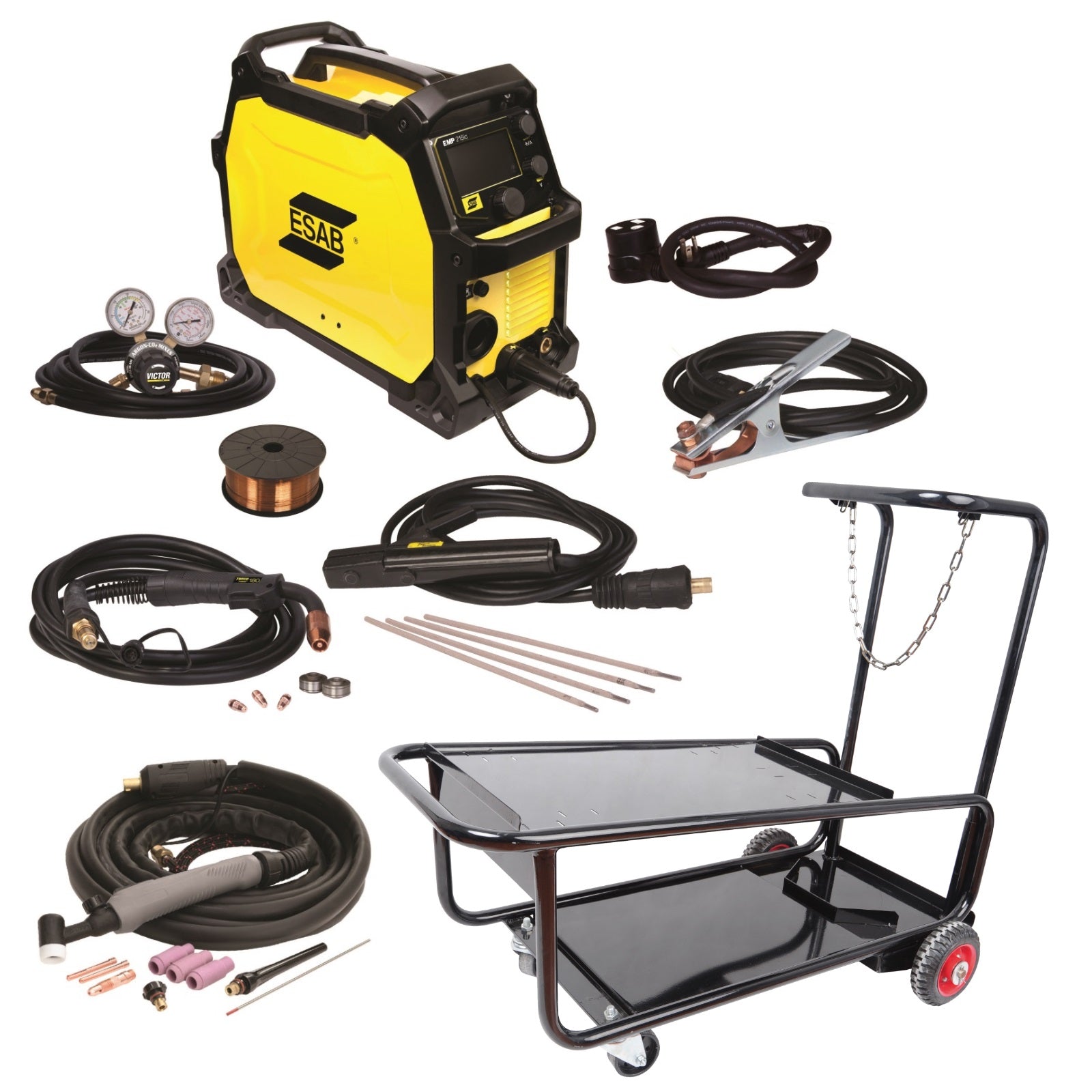 ESAB Rebel EMP 215ic MIG/Stick/TIG Welder with Cart (0558102240)