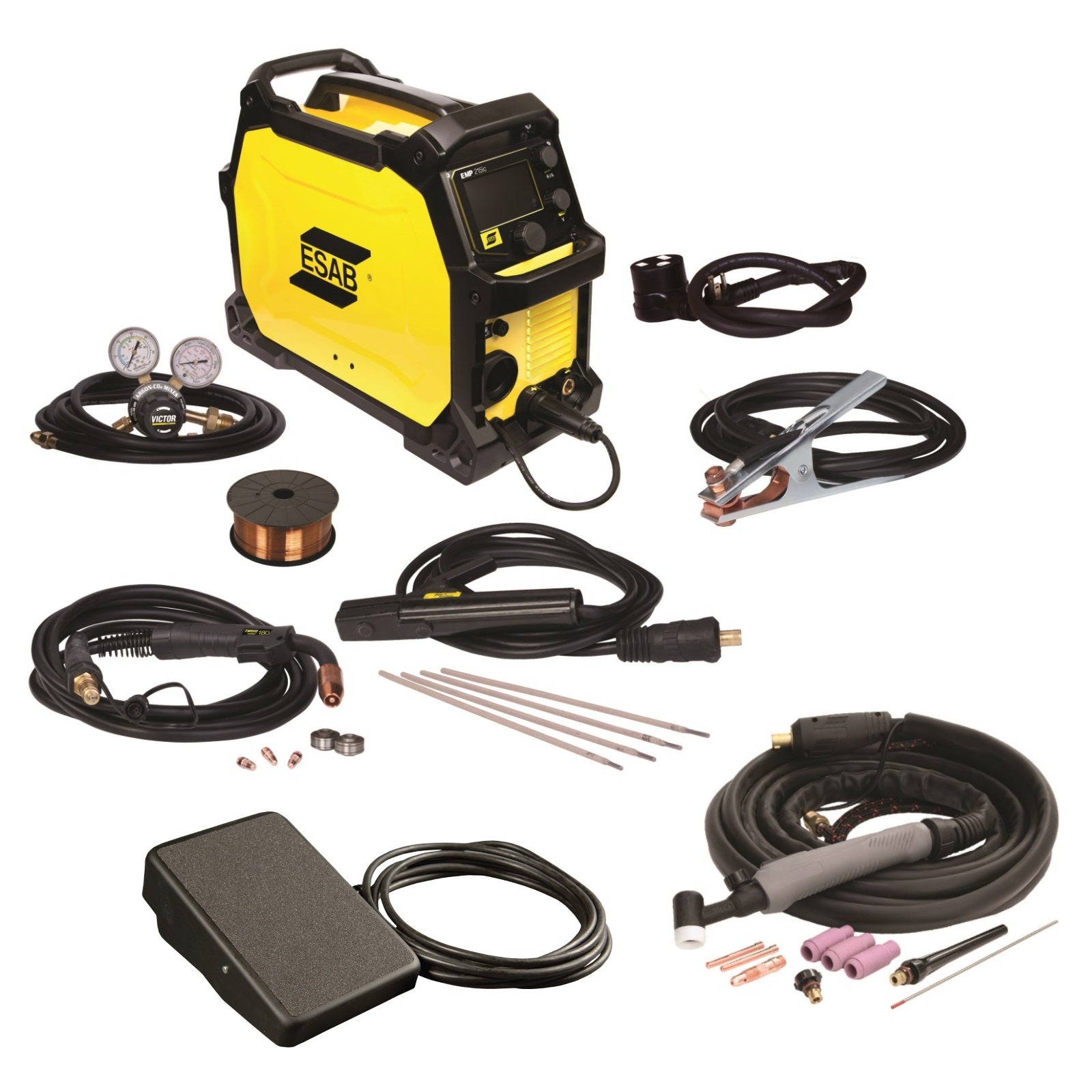 ESAB Rebel EMP 215ic MIG/Stick/TIG Welder with Foot Control (0558102240)