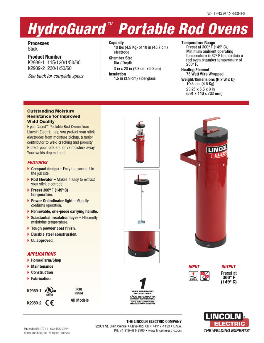 Lincoln Hydroguard Portable 10 Lb. Rod Oven 115V (K2939-1)