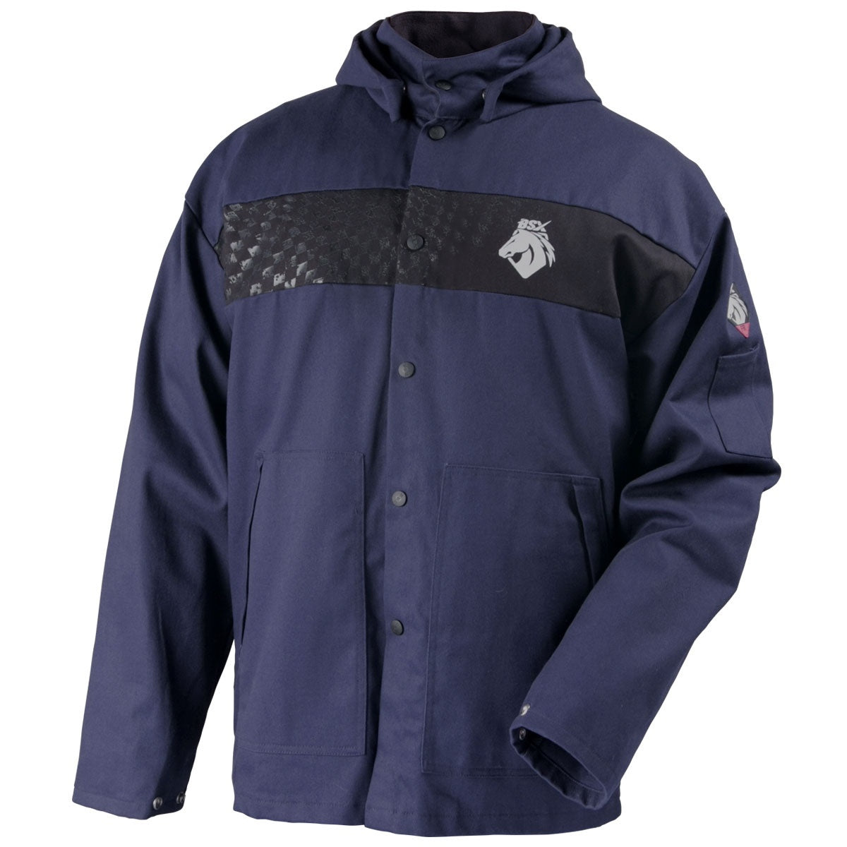 Revco Black Stallion BSX 9oz FR Navy Blue Hooded Welding Jacket (JF1633-NB)