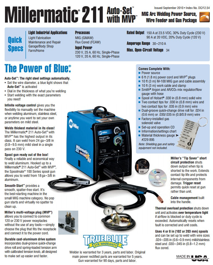 Miller Millermatic 211 with Cart, Spool Gun and Cover (951651, 195149, 300371)