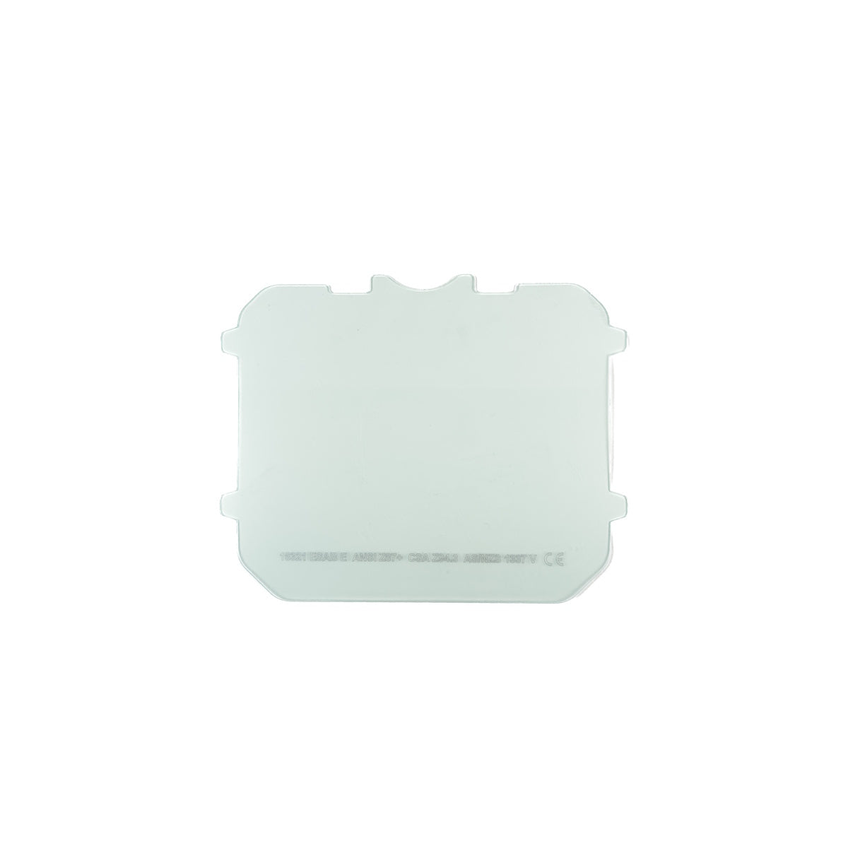ESAB Sentinel A70 Pro Clear Outside Cover Lens pkg of 5: translucent, notched rectangular shields for A70 Pro helmets.