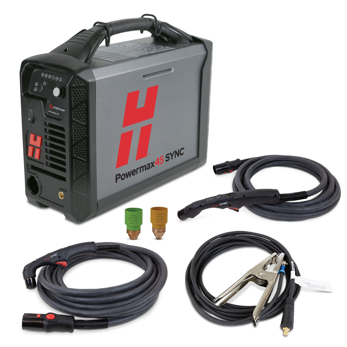 Hypertherm Powermax45 SYNC Plasma Cutter with 20ft 75° and 15° Hand Torches (088564)