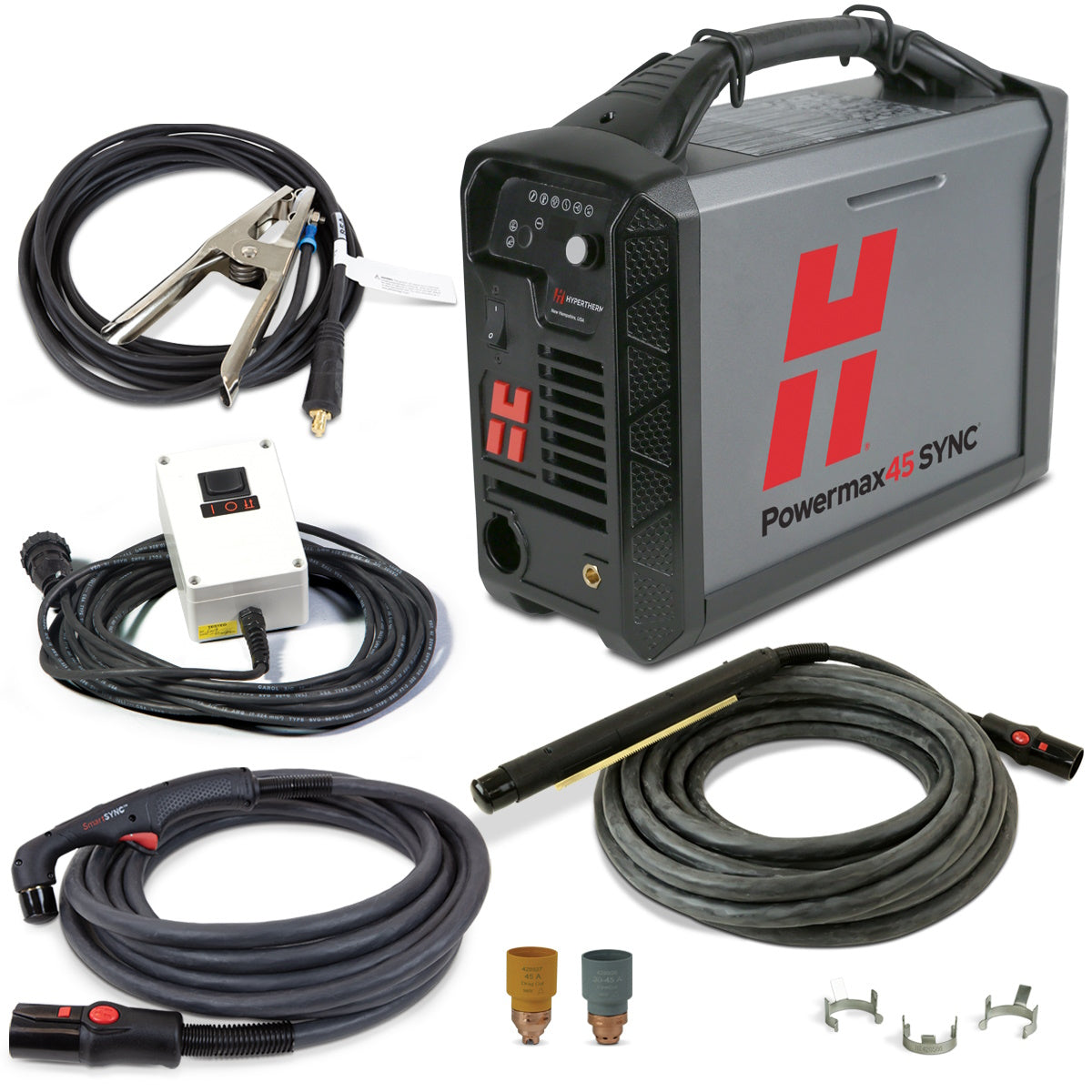 Hypertherm Powermax45 SYNC Plasma w/CPC 20ft 75° Hand and 25ft 180° Mech Torches (088583)