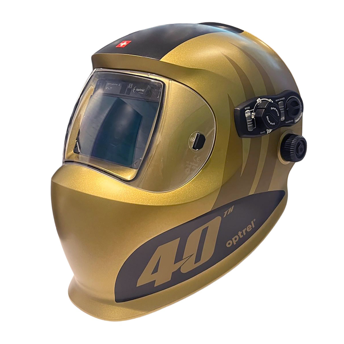 Optrel Sphere X CLT Gold 40th Anniversary Welding Helmet 1006.980-40TH, crystal lens, clear visor.