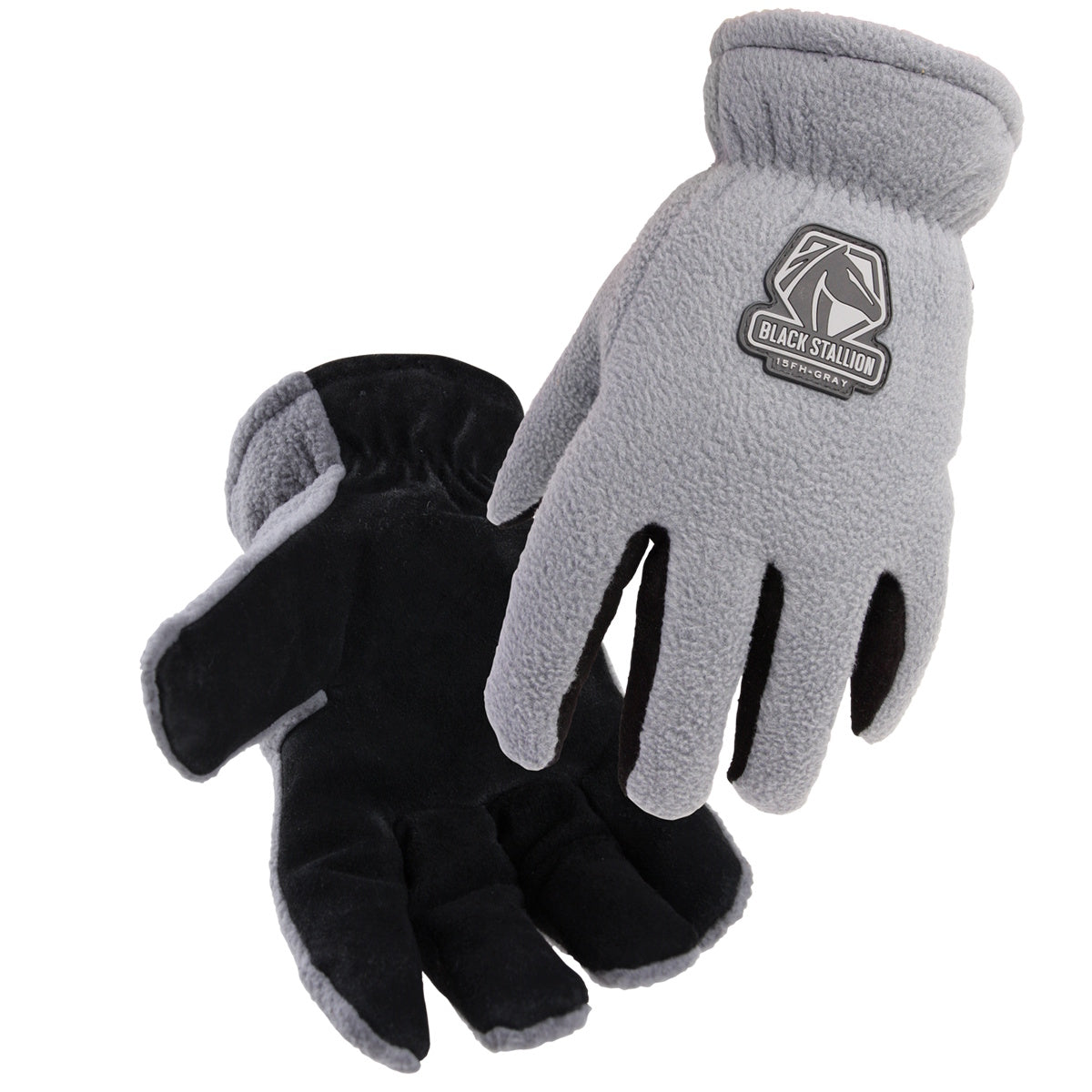 Revco Black Stallion FuzzyHand Split Cowhide and Polar Fleece Winter Gloves (15FH-Gray)