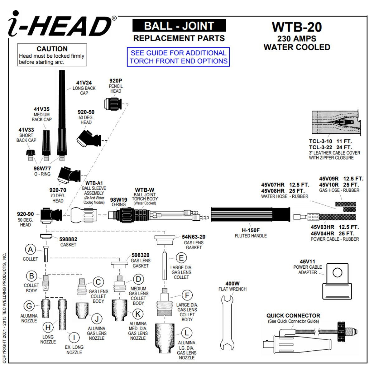 Weldtec I-Head 20 Series Ball-Joint Tig Torch (WTB-20)