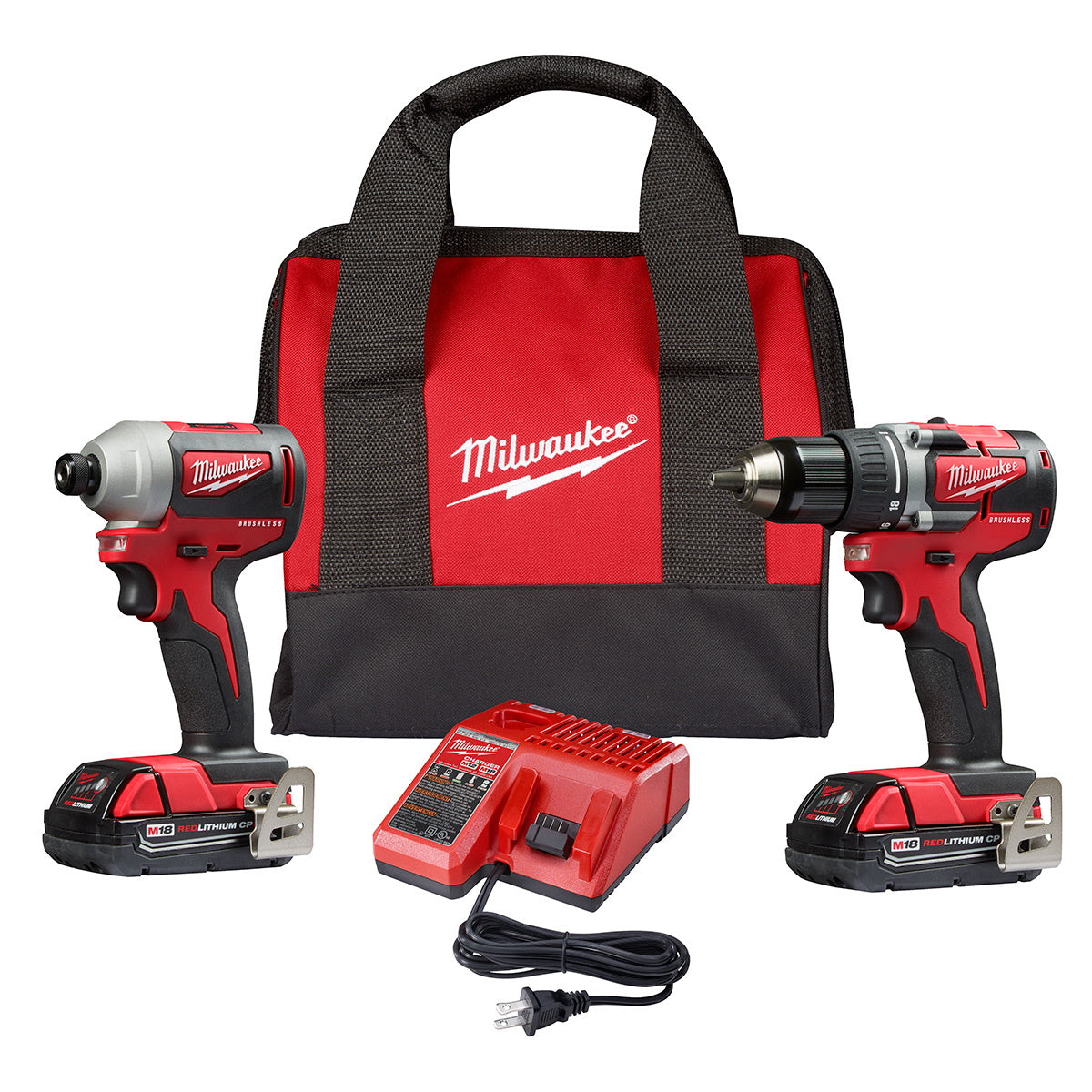 Milwaukee M18 Compact Brushless Drill / Impact Driver 2-Tool Combo Kit (2892-22CT)