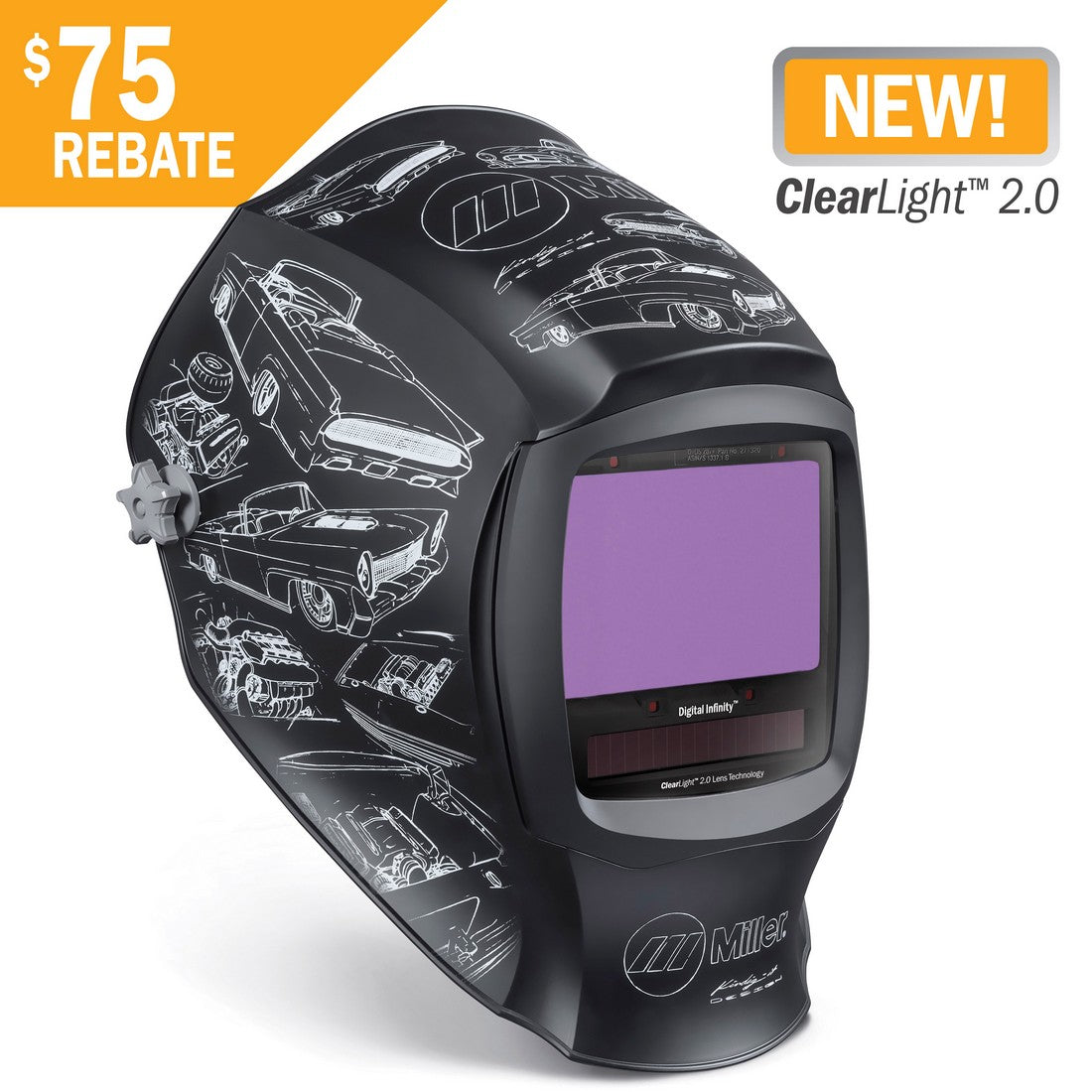 Miller Digital Infinity '22 Custom KindigIt Welding Helmet w/Clearlight 2.0 Lens for sale