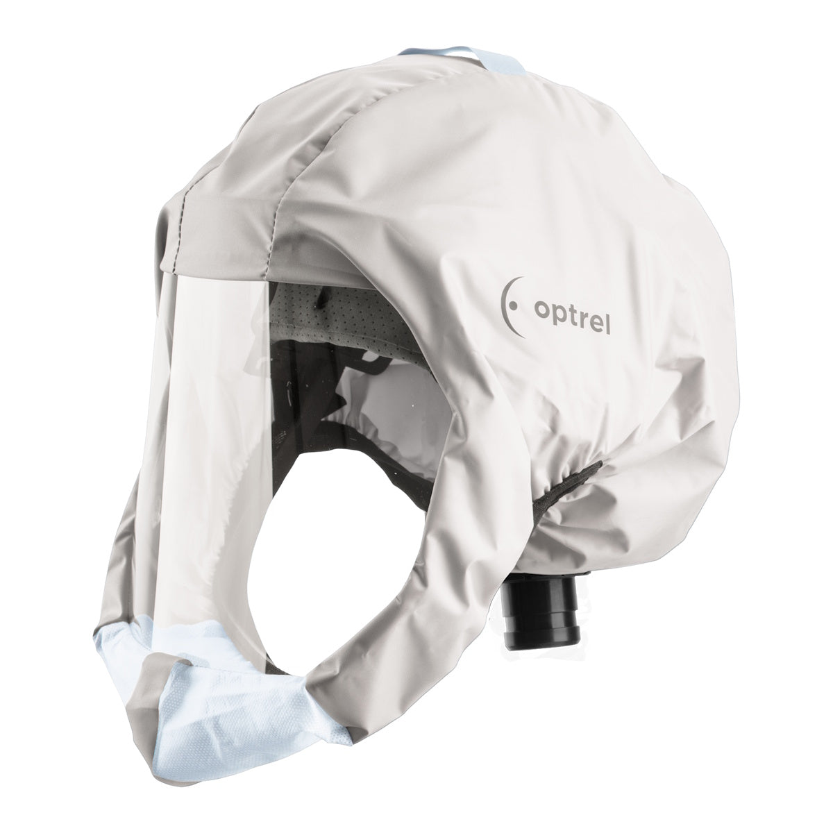 Optrel Short SoftHood Respiratory Face Protector 4900.04X is a NIOSH-approved respiratory and facial protection device.