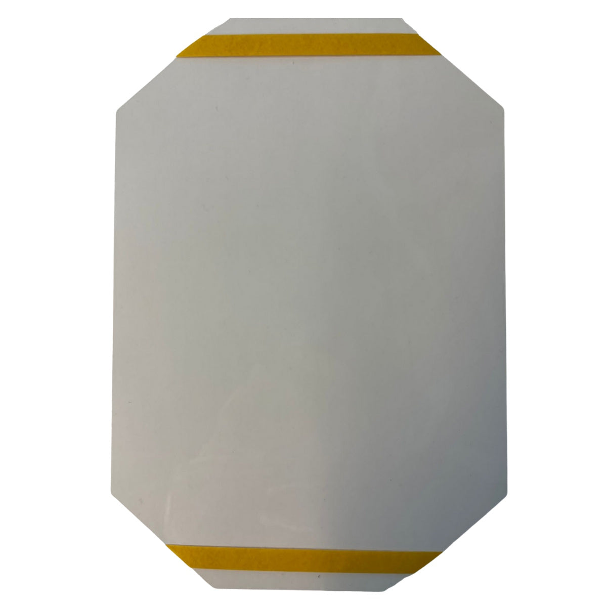 Optrel SoftHood Tear Off Film, 10-pack; rectangular sheets with clipped corners, yellow strips at edges.