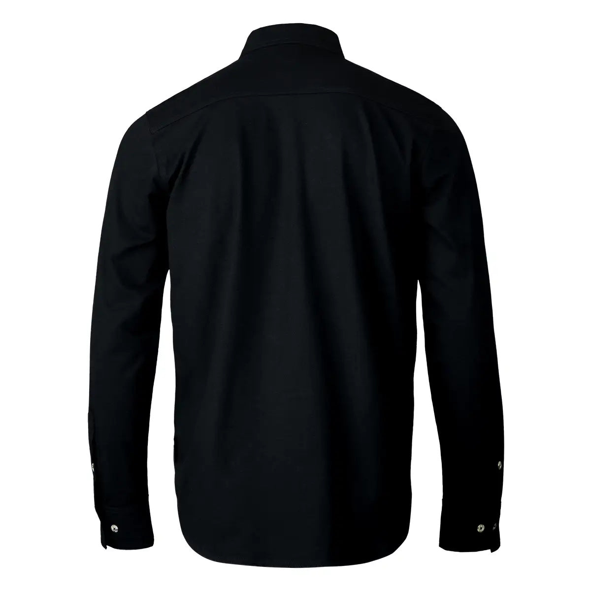 Back view of the Tillman FreedomFlex Casual FR Black Work Shirt 6510, long sleeves and collar.