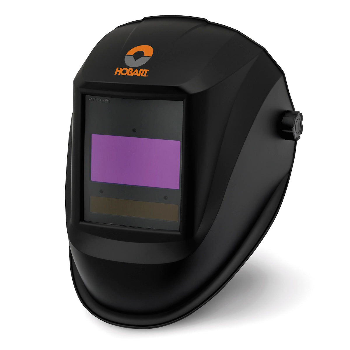 Hobart PRO7 Series welding helmet 771028, black, large auto-darkening lens, orange Hobart logo.