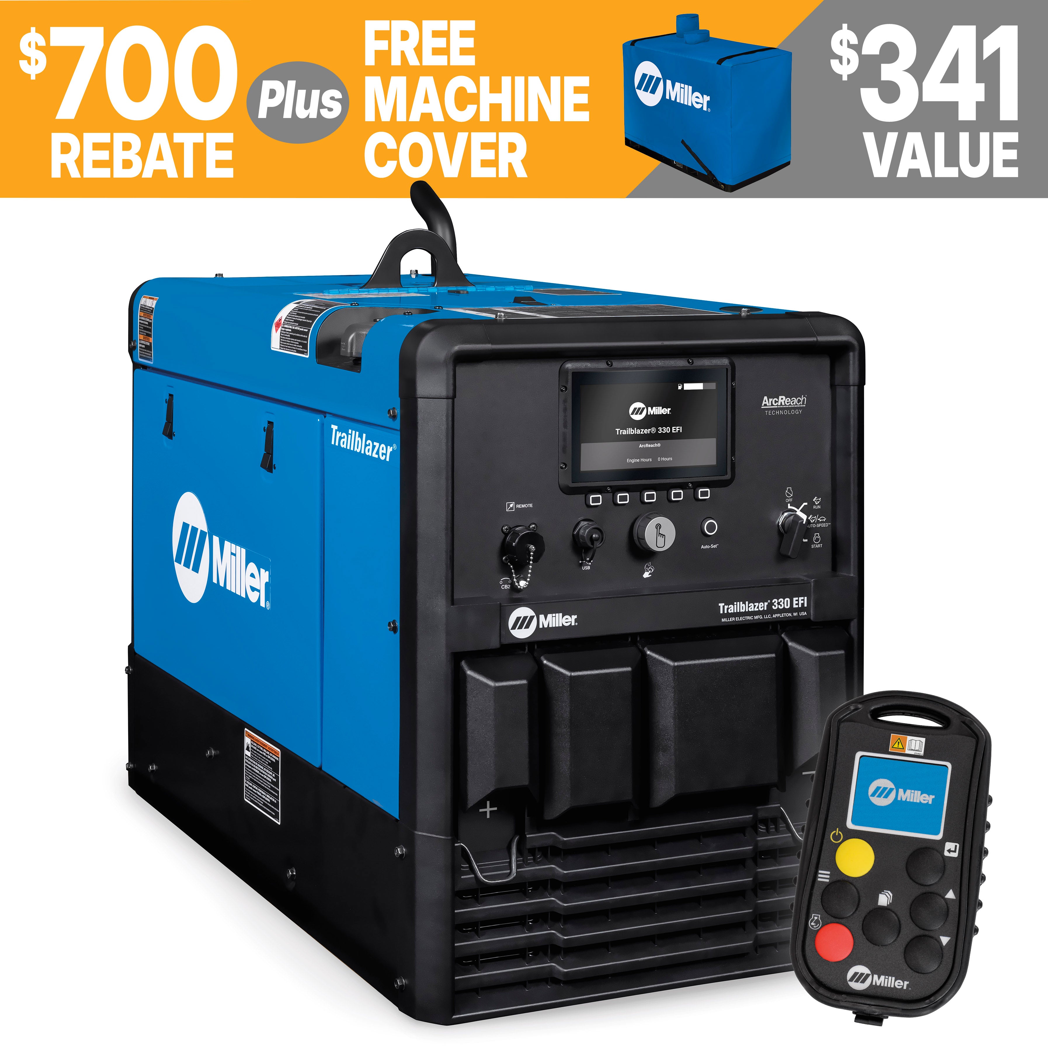 Miller Trailblazer 330 EFI Welder/Generator w/Excel Power and WIC (907832002)