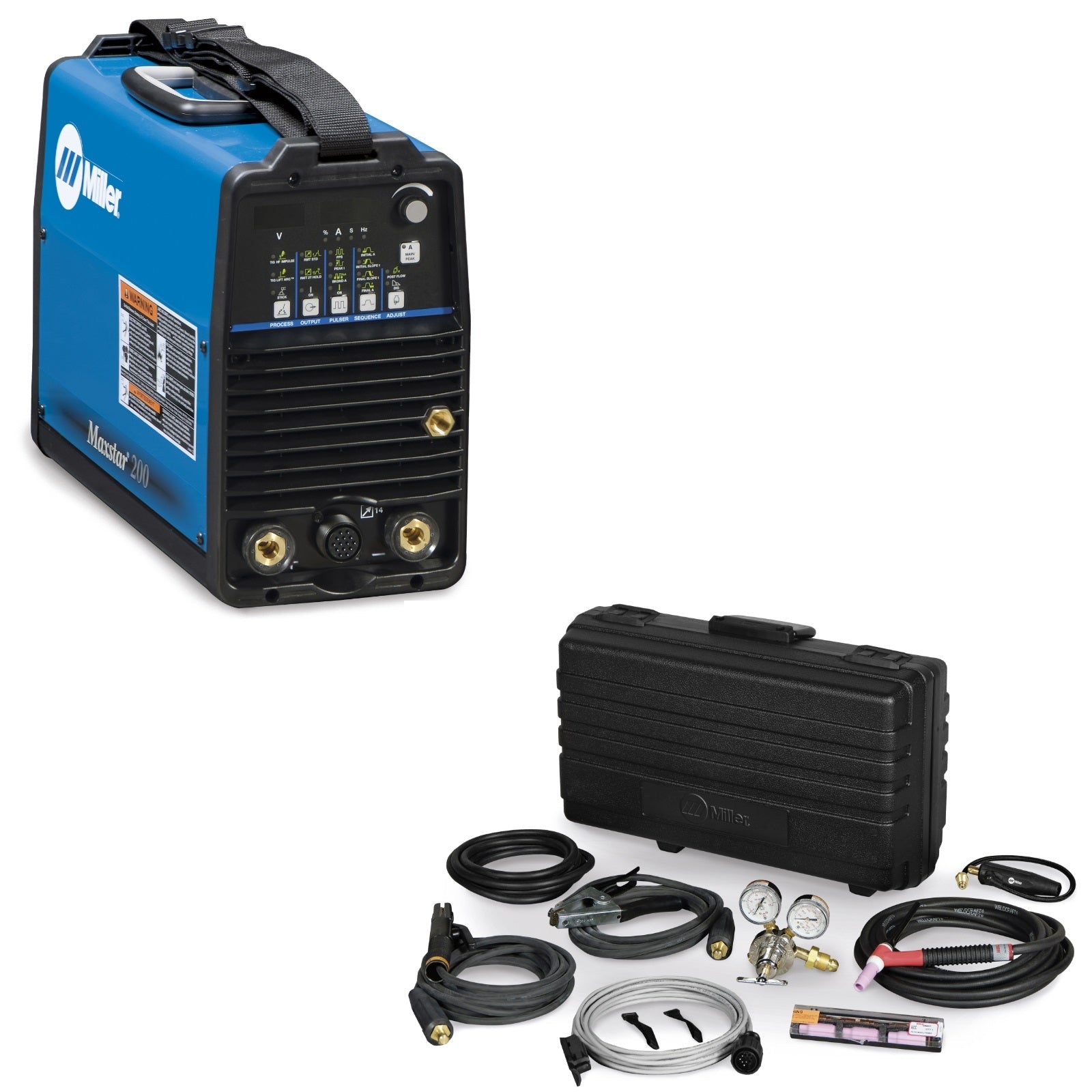 Miller Maxstar 200 DX TIG Welder and Air-Cooled Contractor Kit with Fingertip Control (951173)
