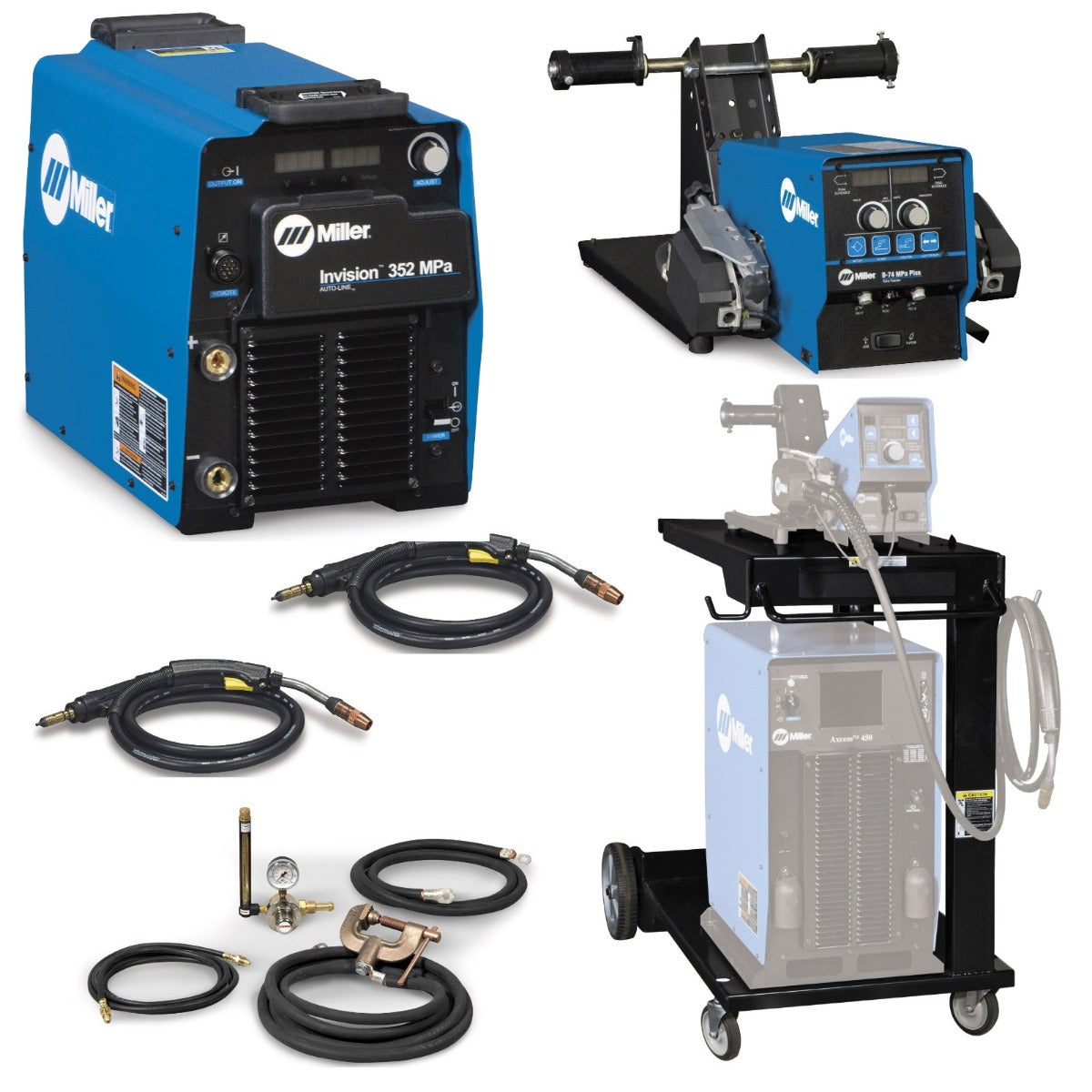 Miller Invision 352 MPa MIG Welder with D-74 Feeder, Accessory Package, and Cart (951500)