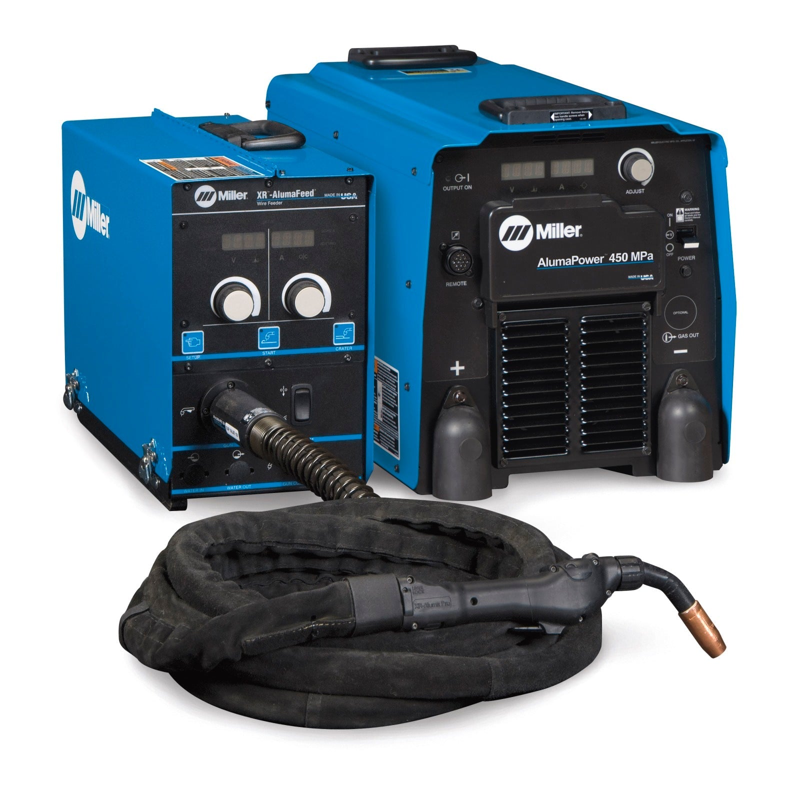 Miller AlumaPower 450 MPa MIG Welder with Aux Power, Feeder, 25-ft Gun, and Coolmate 3 (951557)