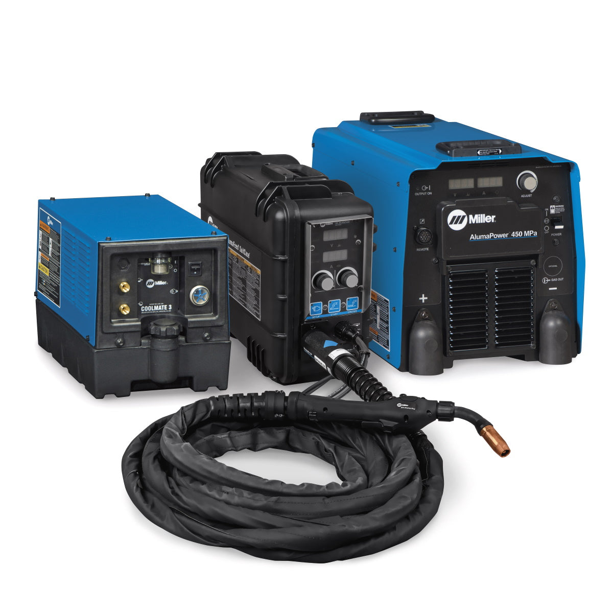 Miller AlumaPower 450 MPa MIG Welder with Feeder, 25-ft Gun, and Coolmate 3 (951842)