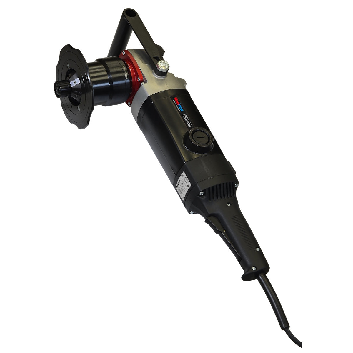 Steelmax 120V BM18 Portable Beveling Machine w/Radius Head, shown for steel beveling and plate edge preparation tasks.
