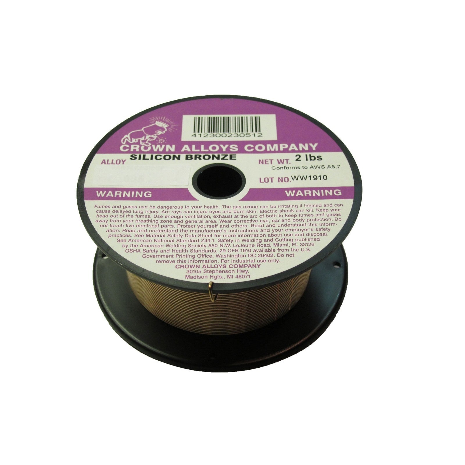 Crown Alloy 1/16 x 2# SIL-BRONZE Silicon Bronze (ER CuSi-A) MIG 2 lb SPOOL (CSSIB/1L)