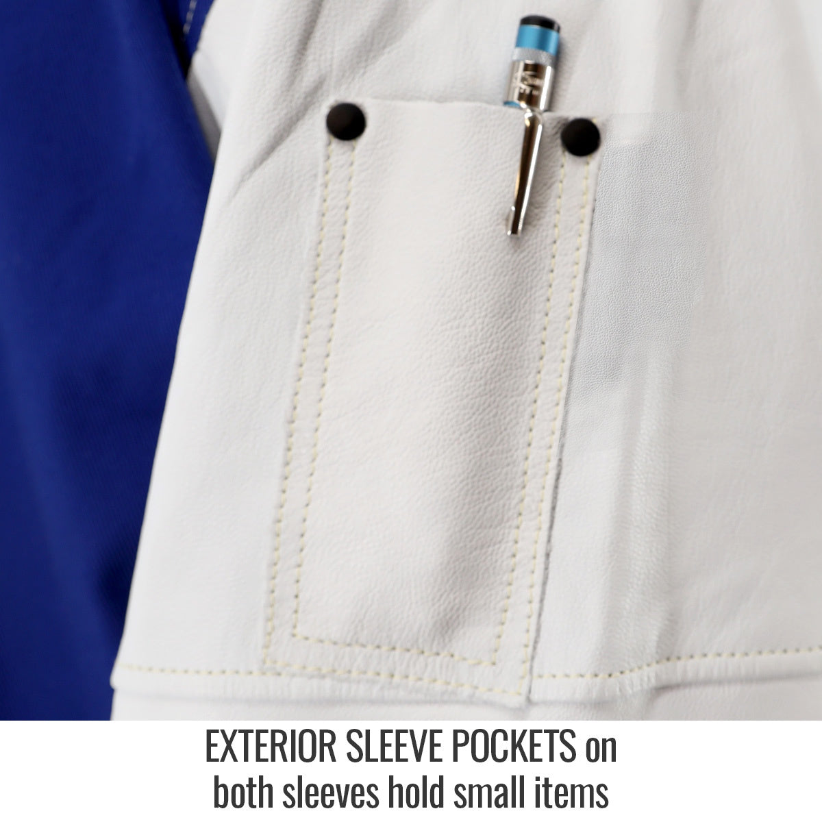 exterior sleeve pockets leather/fr hybrid welding jacket