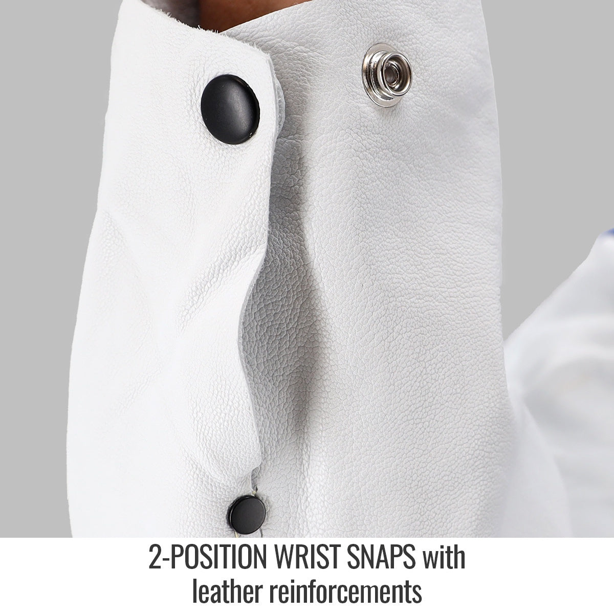 wrist snaps leather/fr hybrid welding jacket