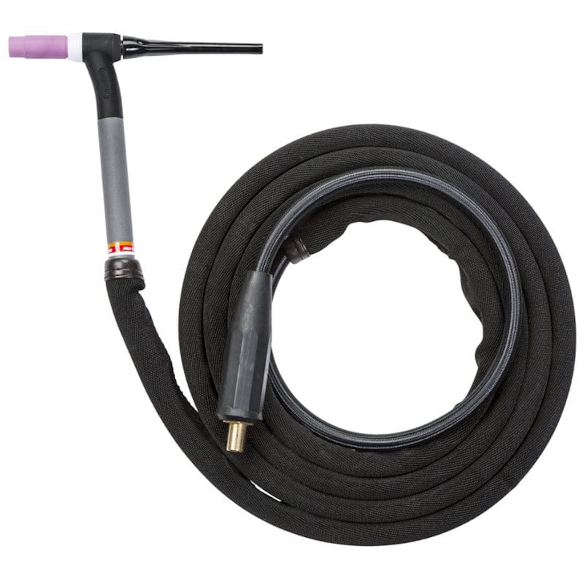 Lincoln 25 Ft PTA-17F TIG Torch Ready Pak K1782-18 with flex head, coiled cable, and pink ceramic nozzle.