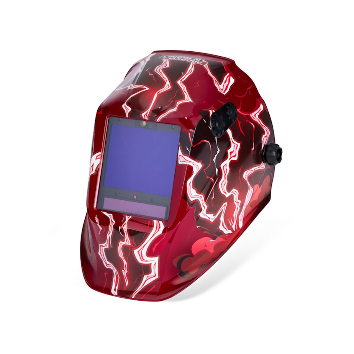 Lincoln Viking 3350 ADV Series Red Strike Welding Helmet K5754-5, auto-darkening visor, shown on white background.