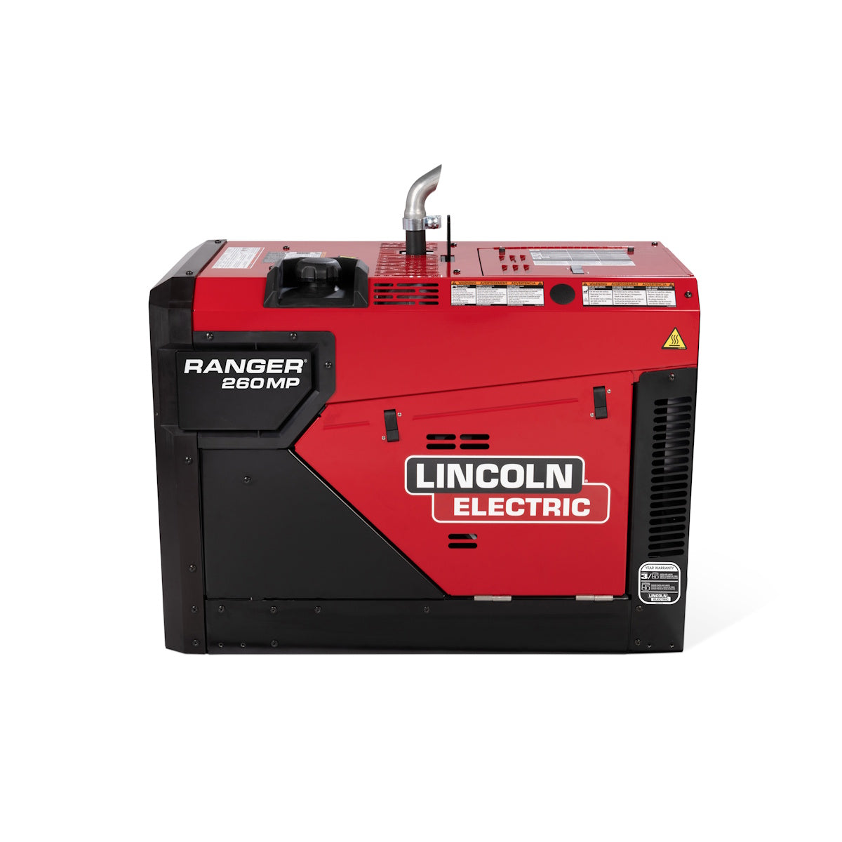 Lincoln Ranger 260MP Engine Driven Welder K5937-1 features a red body, black accents, and visible top exhaust pipe.