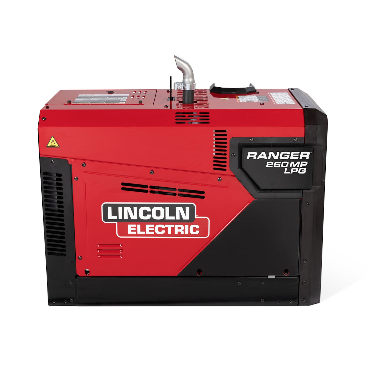 Lincoln Ranger 260MP LPG welder K5939-1, red/black, compact, side view with vented and labeled panels.