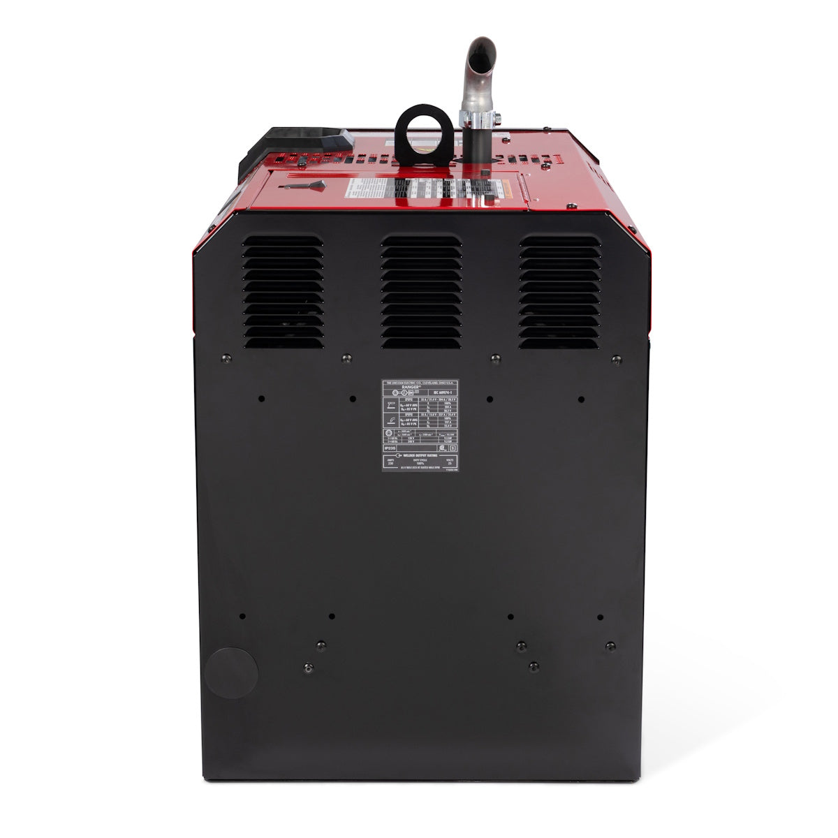 Lincoln Ranger 300MP LPG K5940-1 rear view in black and red, vents and exhaust visible on welder generator.