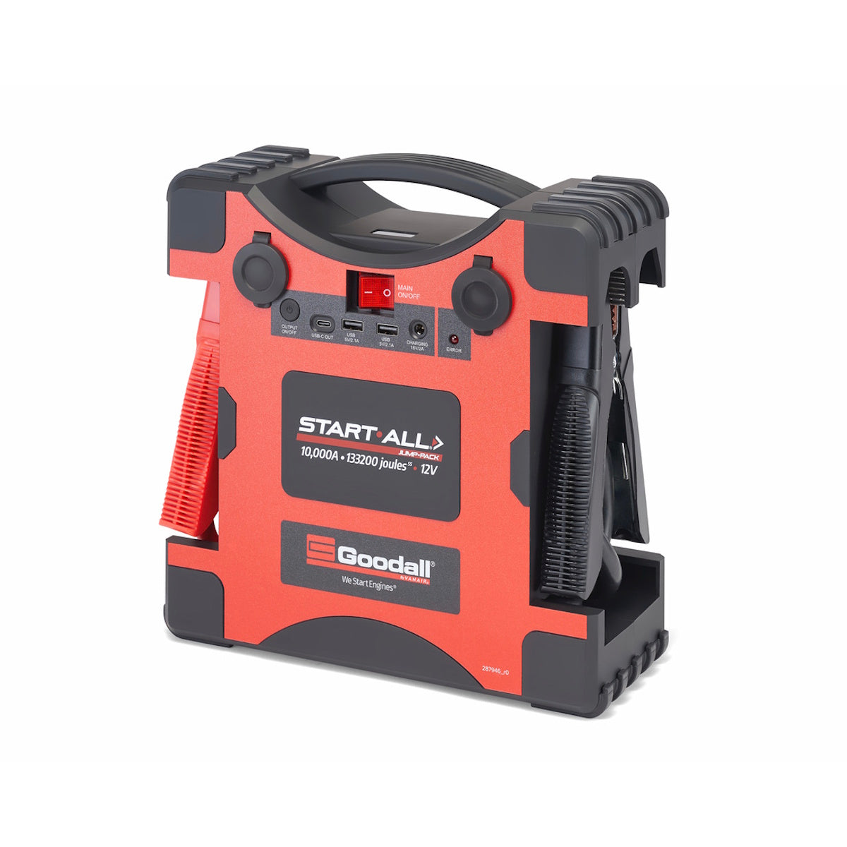 Lincoln Start All 12V 10000A Jump Pack K5960-1: Portable red/black unit with cables, USB ports, and switch.
