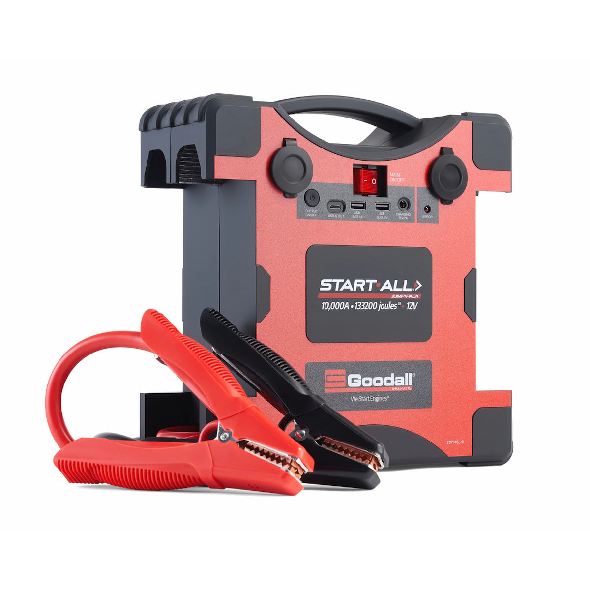 Lincoln Start All Battery Jump Pack 10000A 12V K5960-1 with red and black cables.
