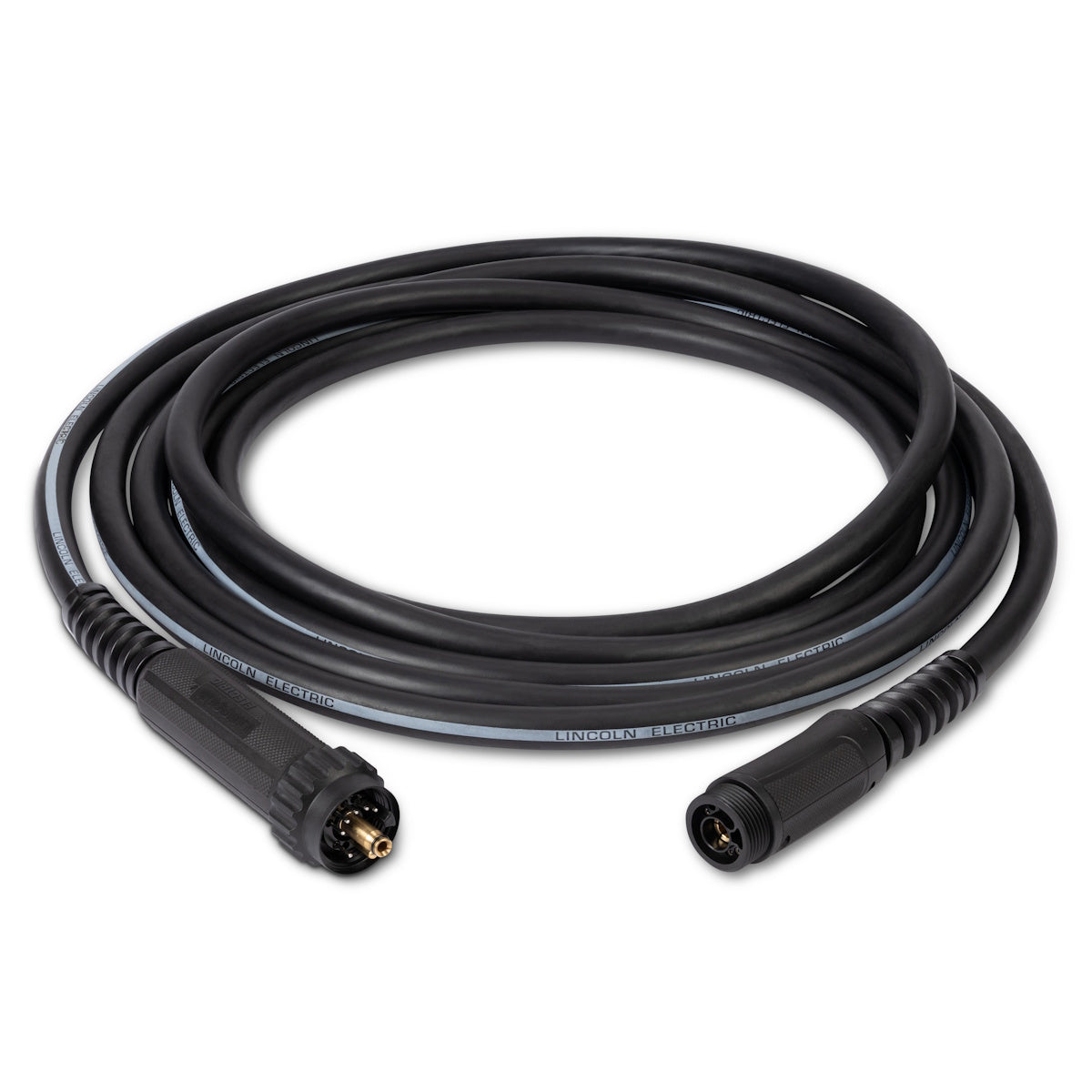 Lincoln 25Ft FlexCut PRO FlexConnect Mechanized Cable KP5840-25 coiled neatly in a circle, showing its flexible design.